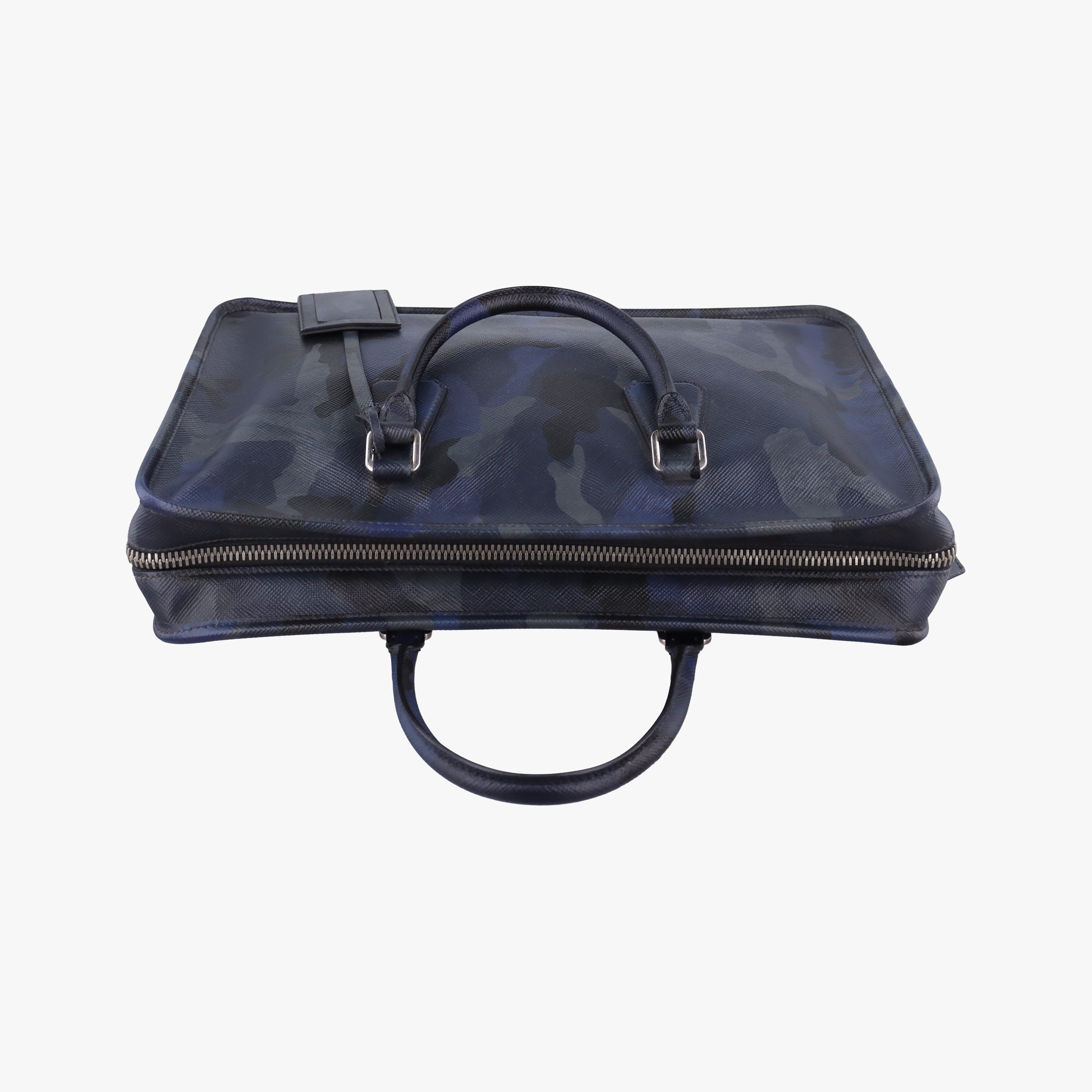 Vintage Prada business bag briefcase Navy Camouflage SAFFIANO Leather 2VE365 handbag | stylenewstar