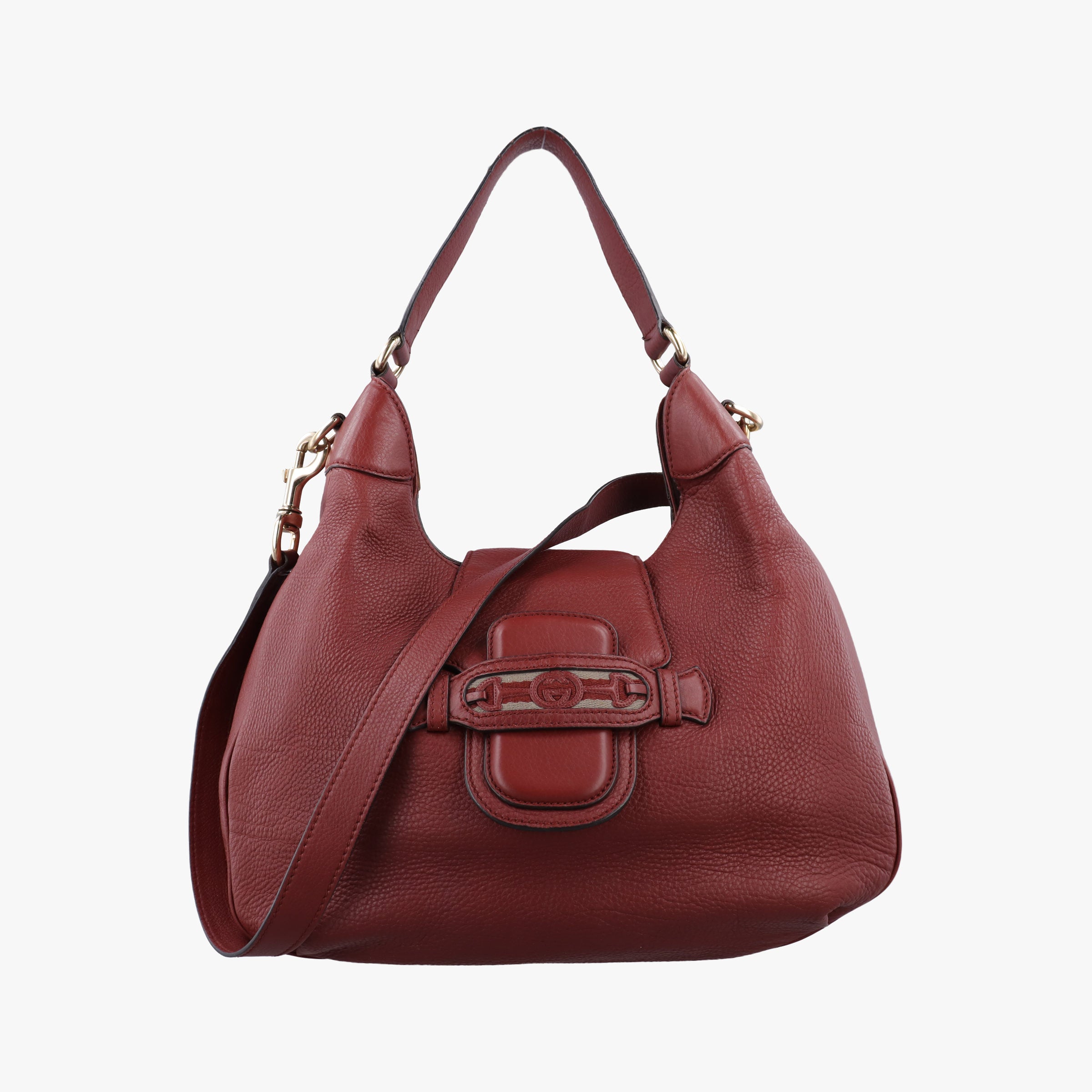 Vintage Gucci Dressage Web Hobo Red Leather 296851 shoulderbag | stylenewstar
