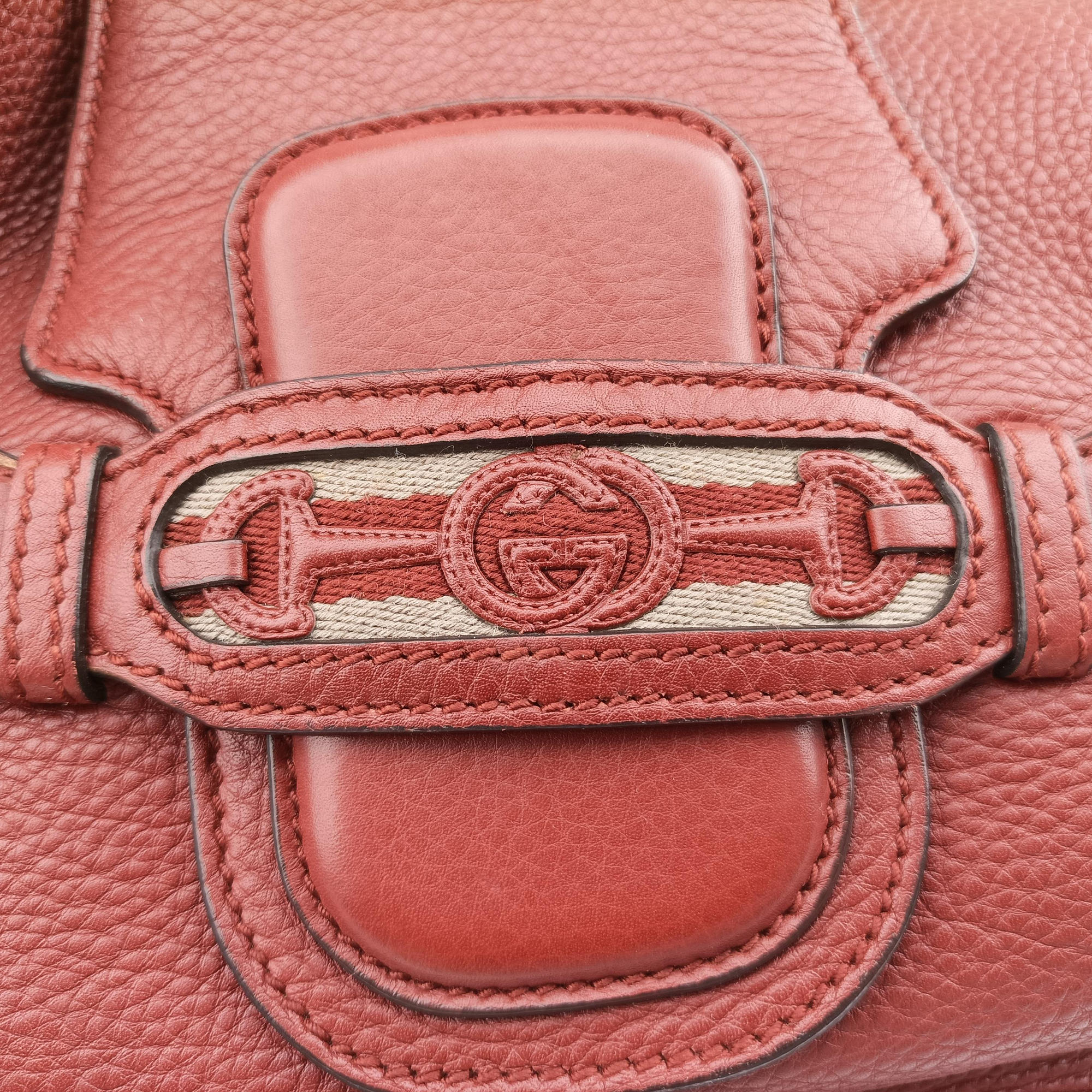 Vintage Gucci Dressage Web Hobo Red Leather 296851 shoulderbag | stylenewstar