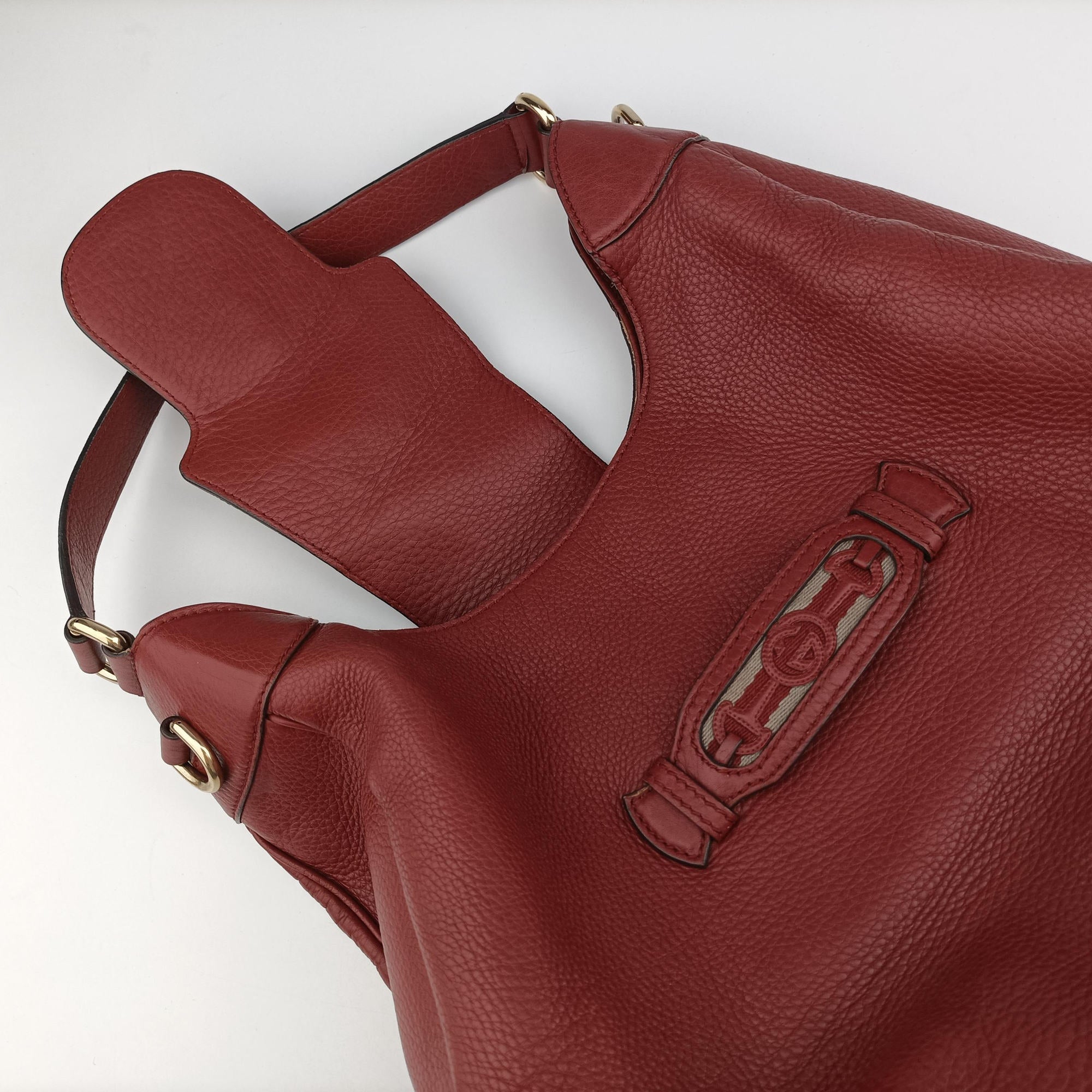 Vintage Gucci Dressage Web Hobo Red Leather 296851 shoulderbag | stylenewstar