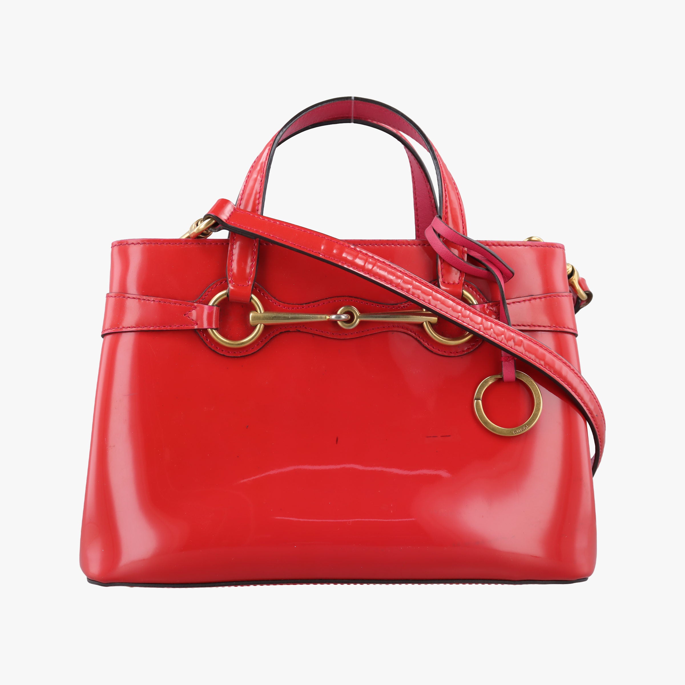 Pre-owned Gucci Bright Bit Red Patent Leather 371925 shoulderbag | stylenewstar