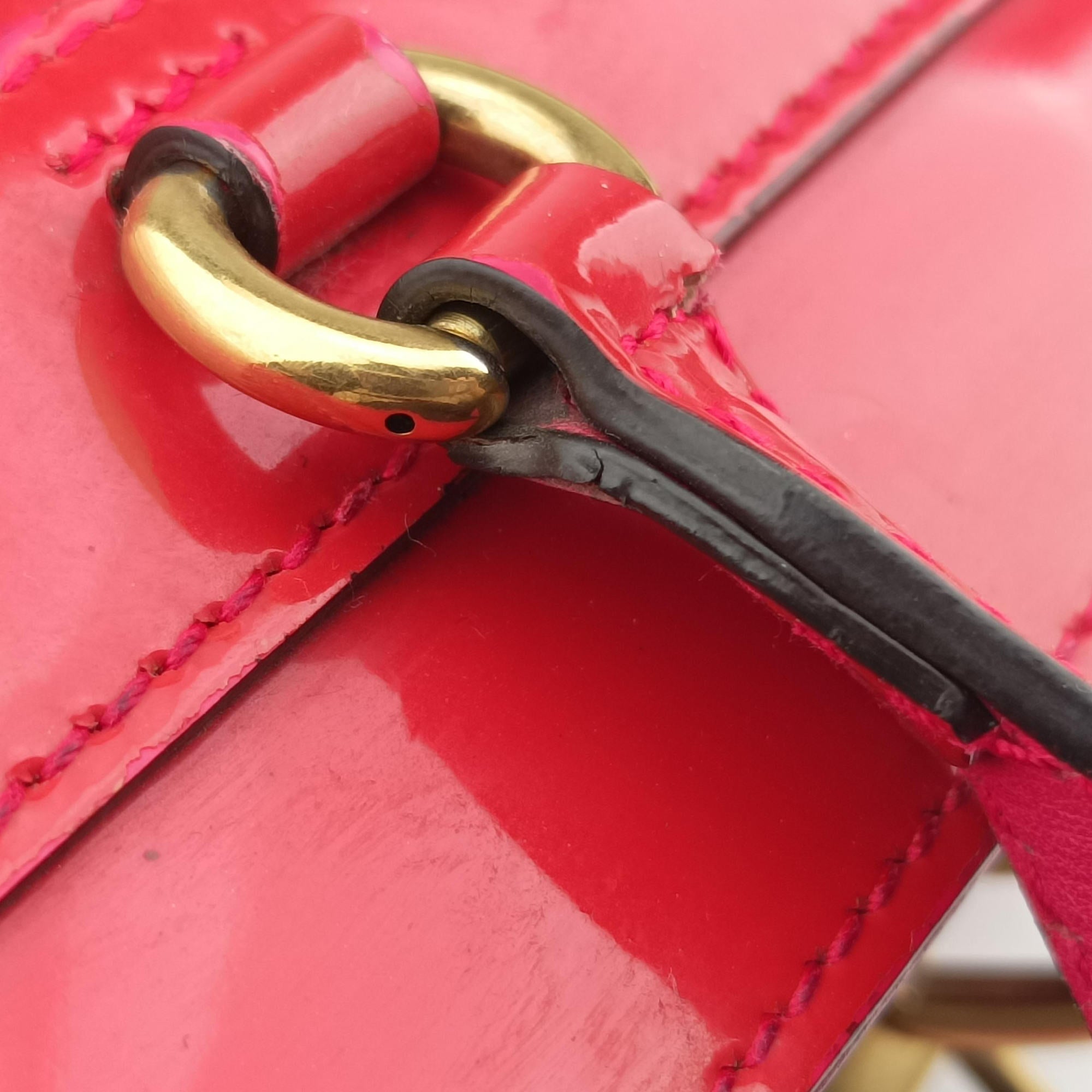 Pre-owned Gucci Bright Bit Red Patent Leather 371925 shoulderbag | stylenewstar