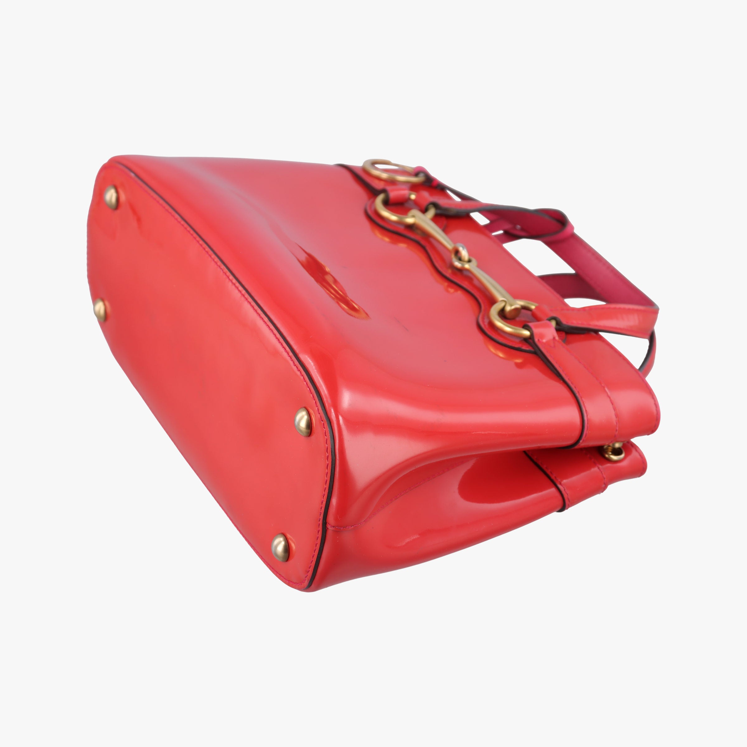 Pre-owned Gucci Bright Bit Red Patent Leather 371925 shoulderbag | stylenewstar