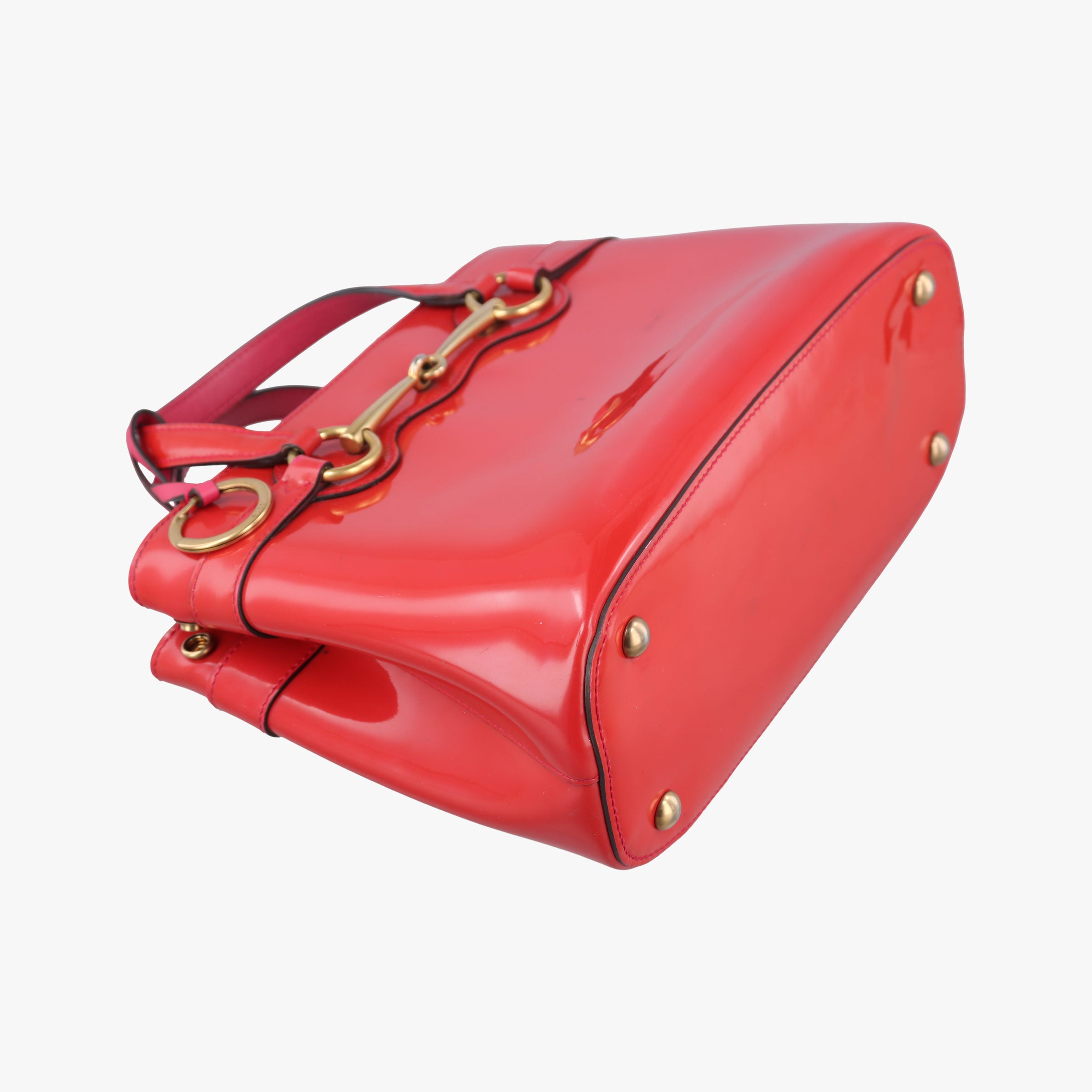Pre-owned Gucci Bright Bit Red Patent Leather 371925 shoulderbag | stylenewstar