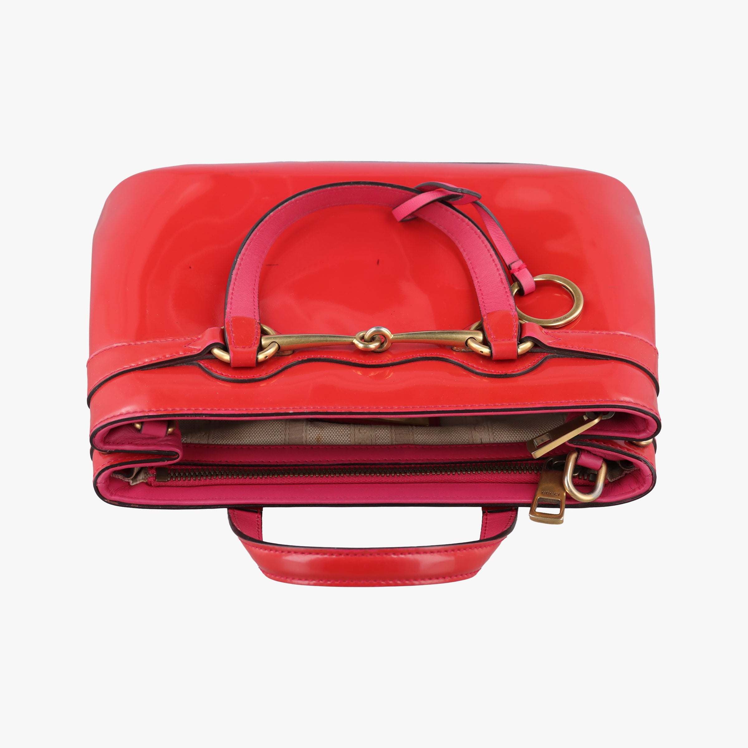 Pre-owned Gucci Bright Bit Red Patent Leather 371925 shoulderbag | stylenewstar