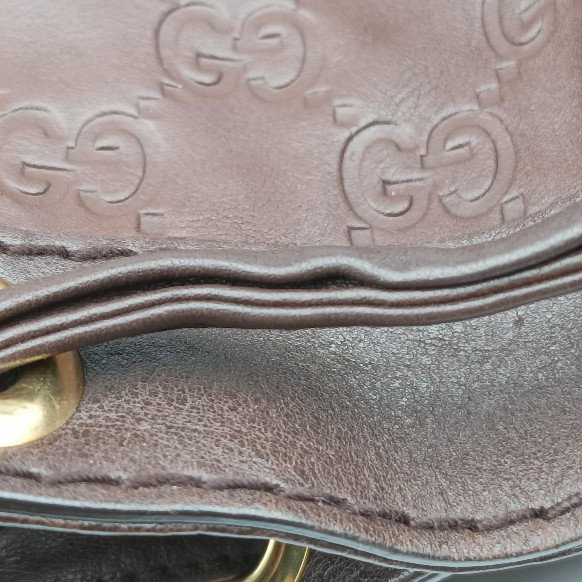 Pre-owned Gucci Guccissima Interlocking Icon Hobo Brown leather 223951 shoulderbag | stylenewstar