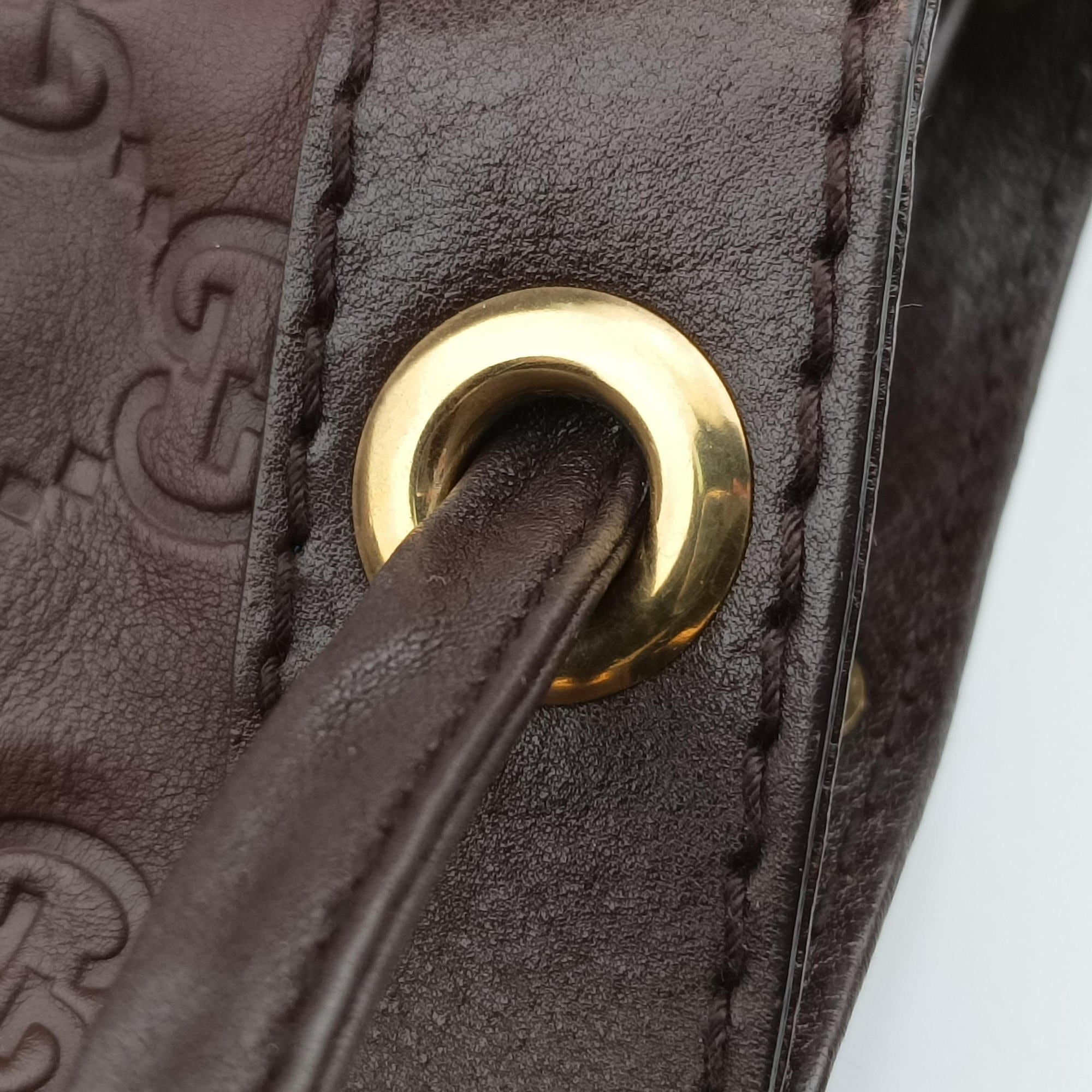 Pre-owned Gucci Guccissima Interlocking Icon Hobo Brown leather 223951 shoulderbag | stylenewstar