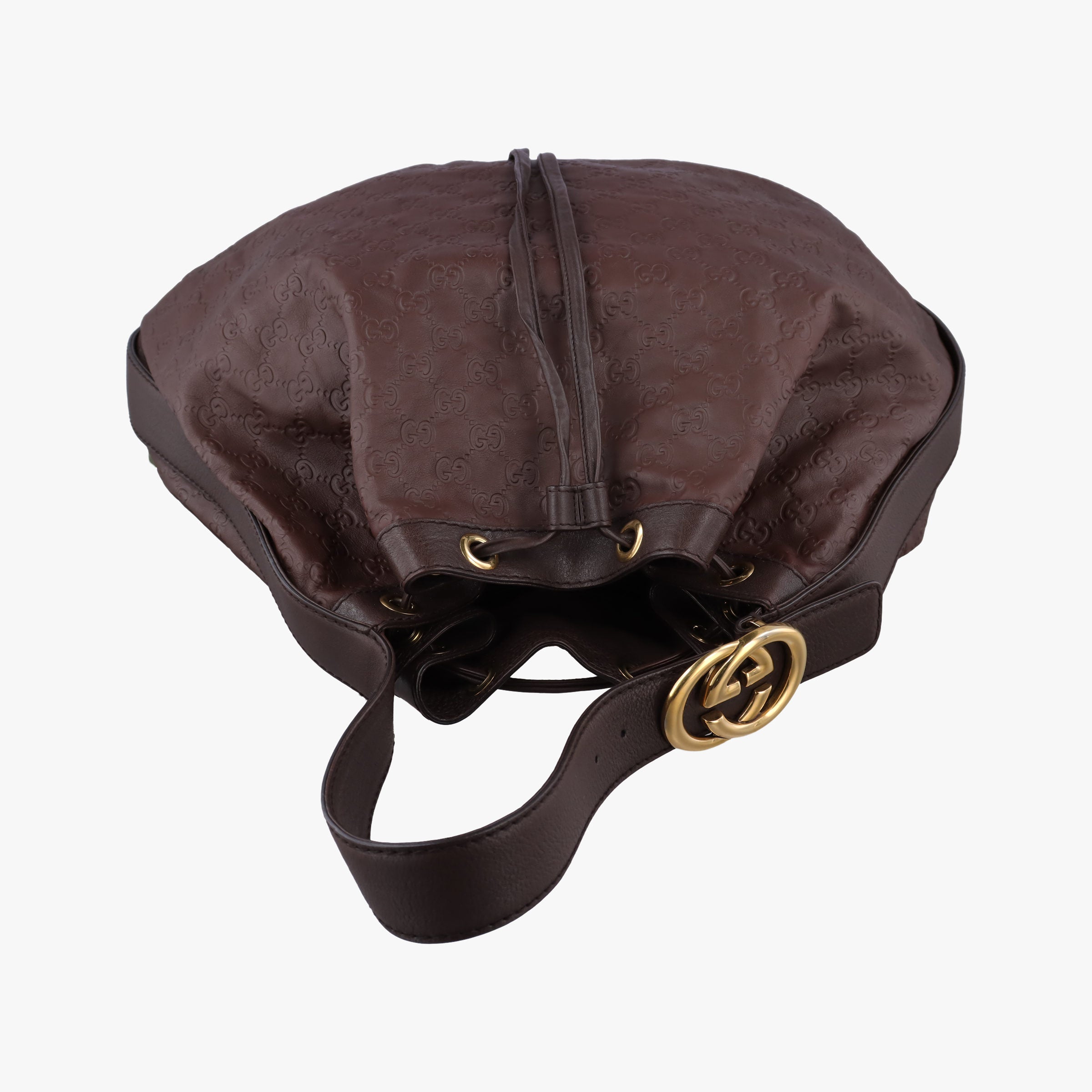 Pre-owned Gucci Guccissima Interlocking Icon Hobo Brown leather 223951 shoulderbag | stylenewstar