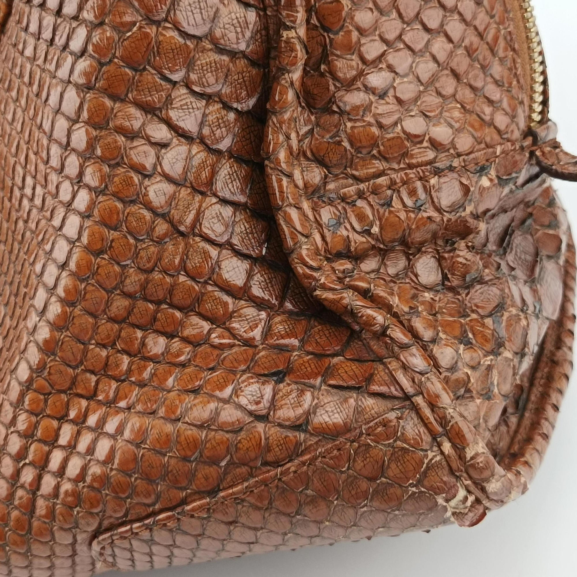 Pre-owned Loewe Amazona Brown Python × Nappa Leather  handbag | stylenewstar