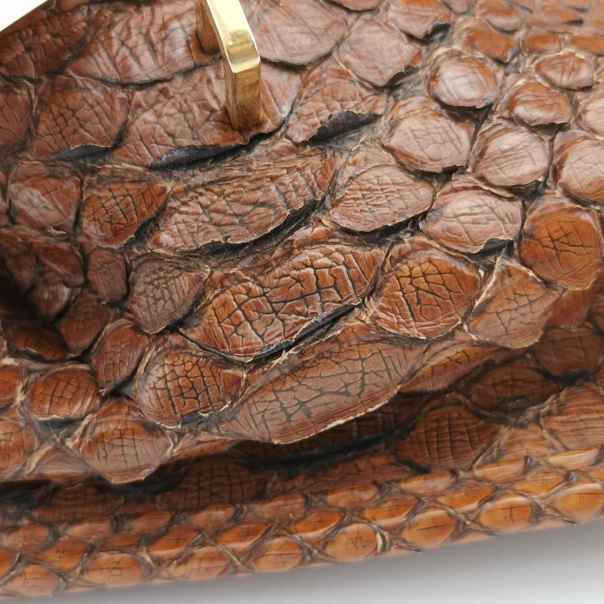 Pre-owned Loewe Amazona Brown Python × Nappa Leather  handbag | stylenewstar