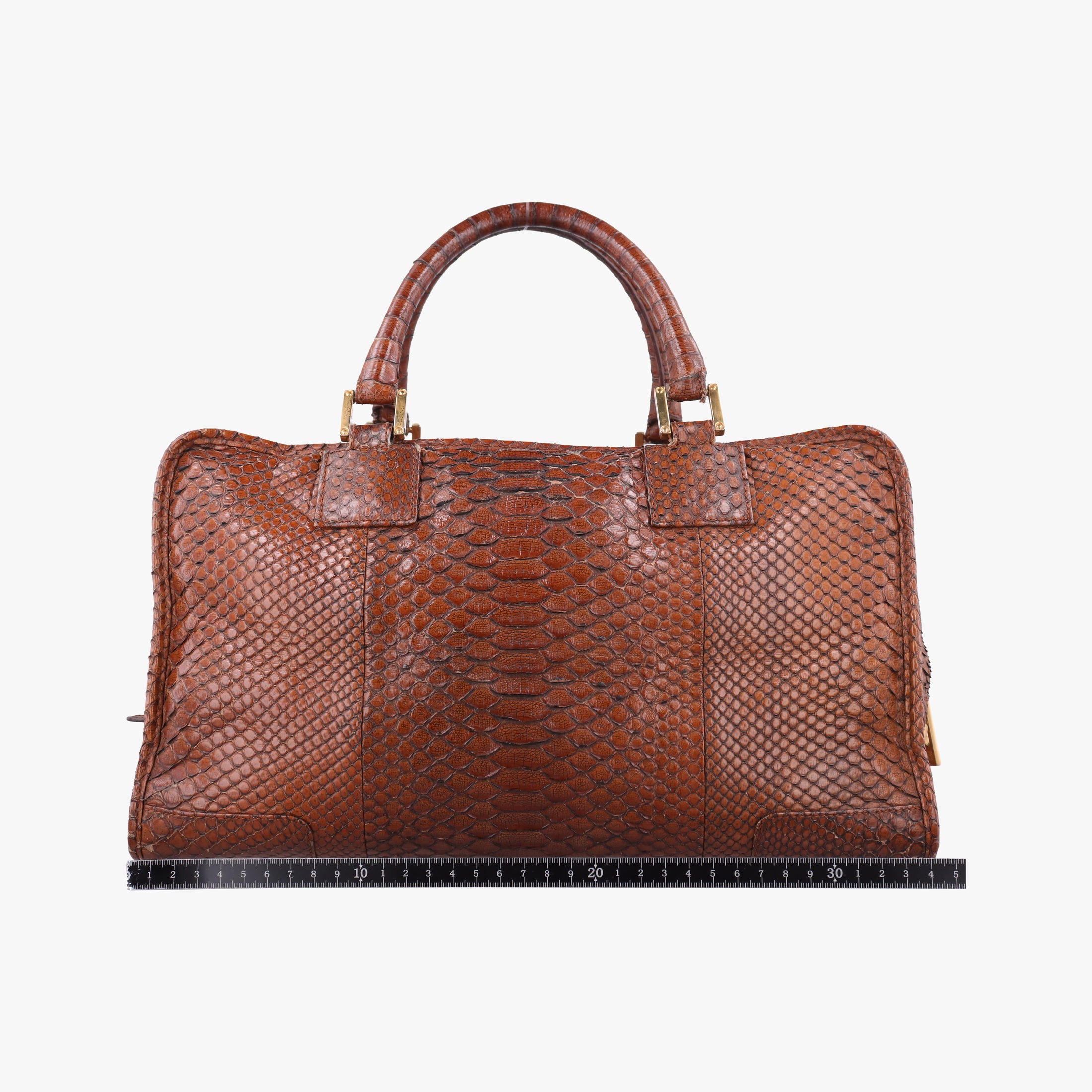 Pre-owned Loewe Amazona Brown Python × Nappa Leather  handbag | stylenewstar