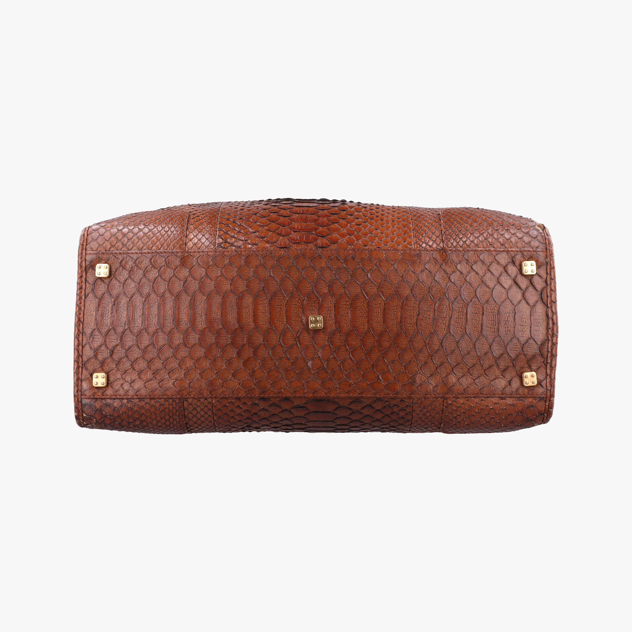 Pre-owned Loewe Amazona Brown Python × Nappa Leather  handbag | stylenewstar