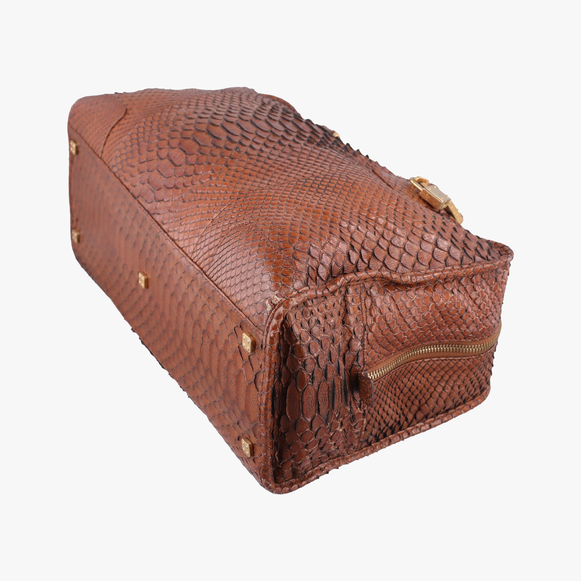 Pre-owned Loewe Amazona Brown Python × Nappa Leather  handbag | stylenewstar