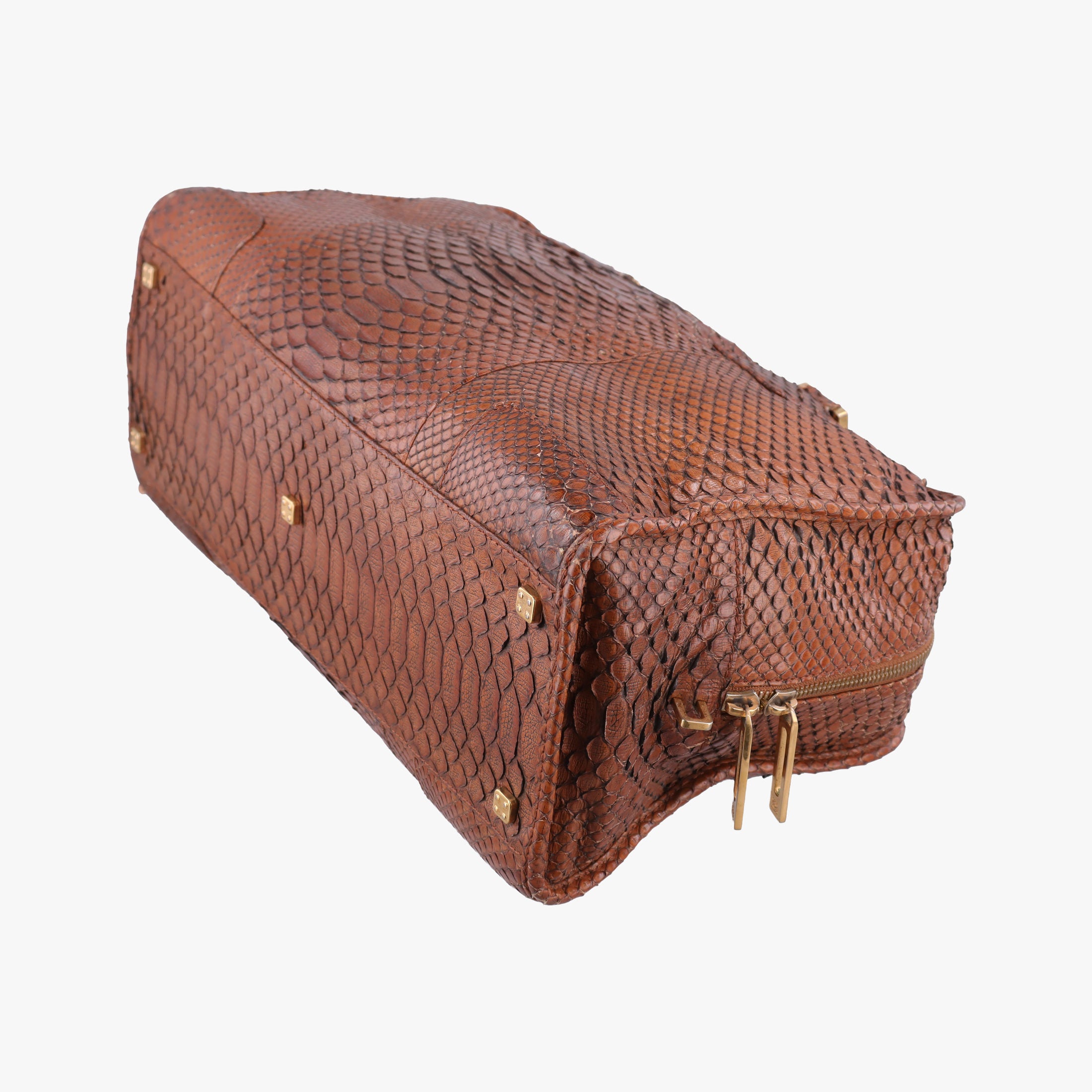 Pre-owned Loewe Amazona Brown Python × Nappa Leather  handbag | stylenewstar