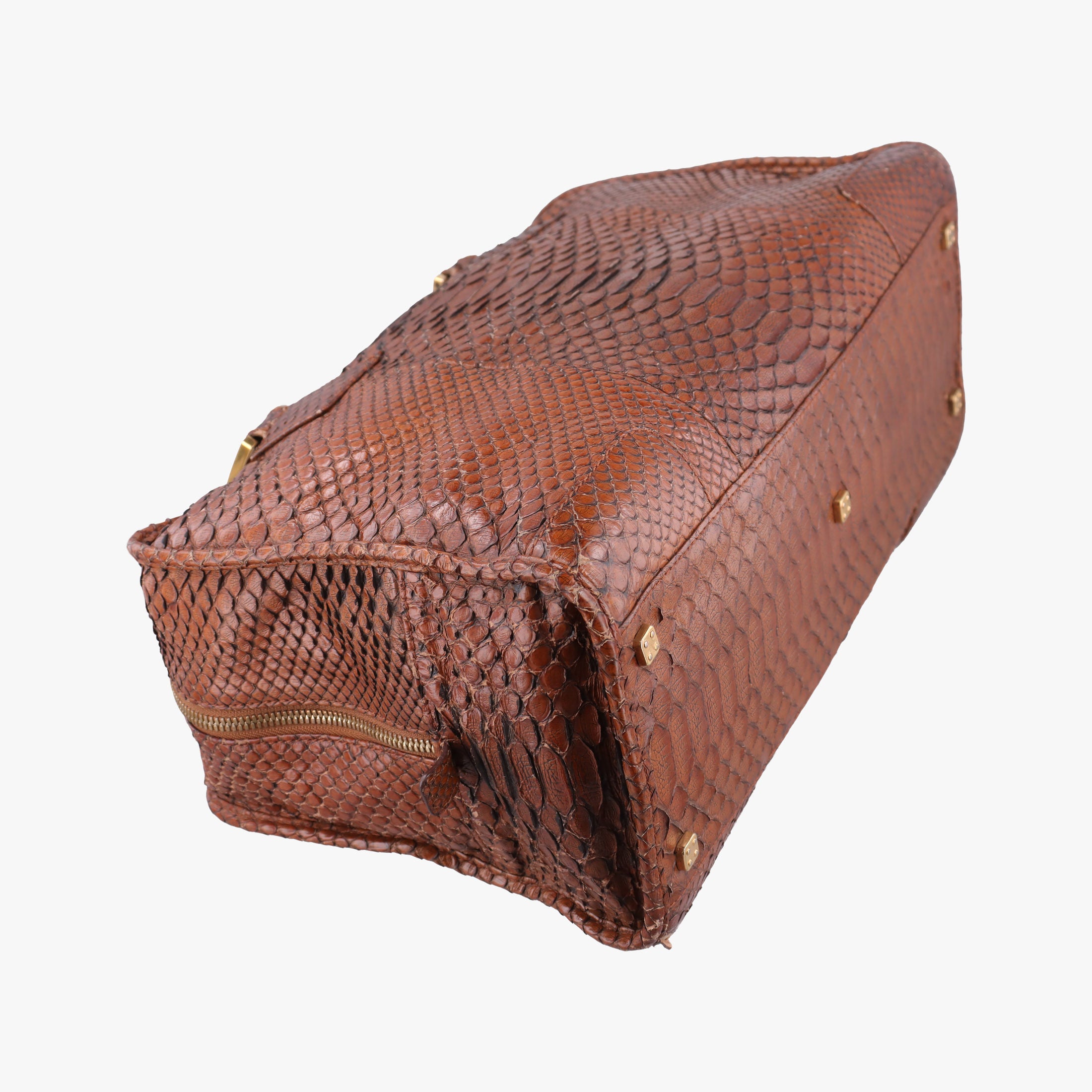 Pre-owned Loewe Amazona Brown Python × Nappa Leather  handbag | stylenewstar