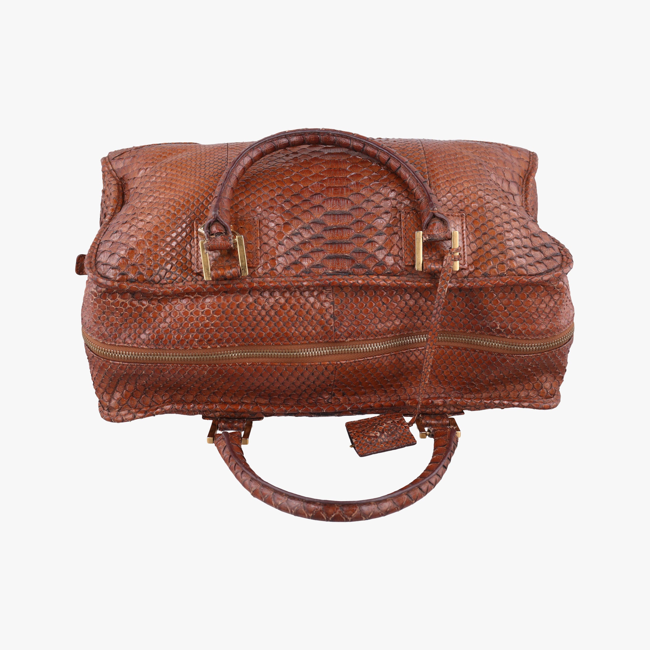 Pre-owned Loewe Amazona Brown Python × Nappa Leather  handbag | stylenewstar