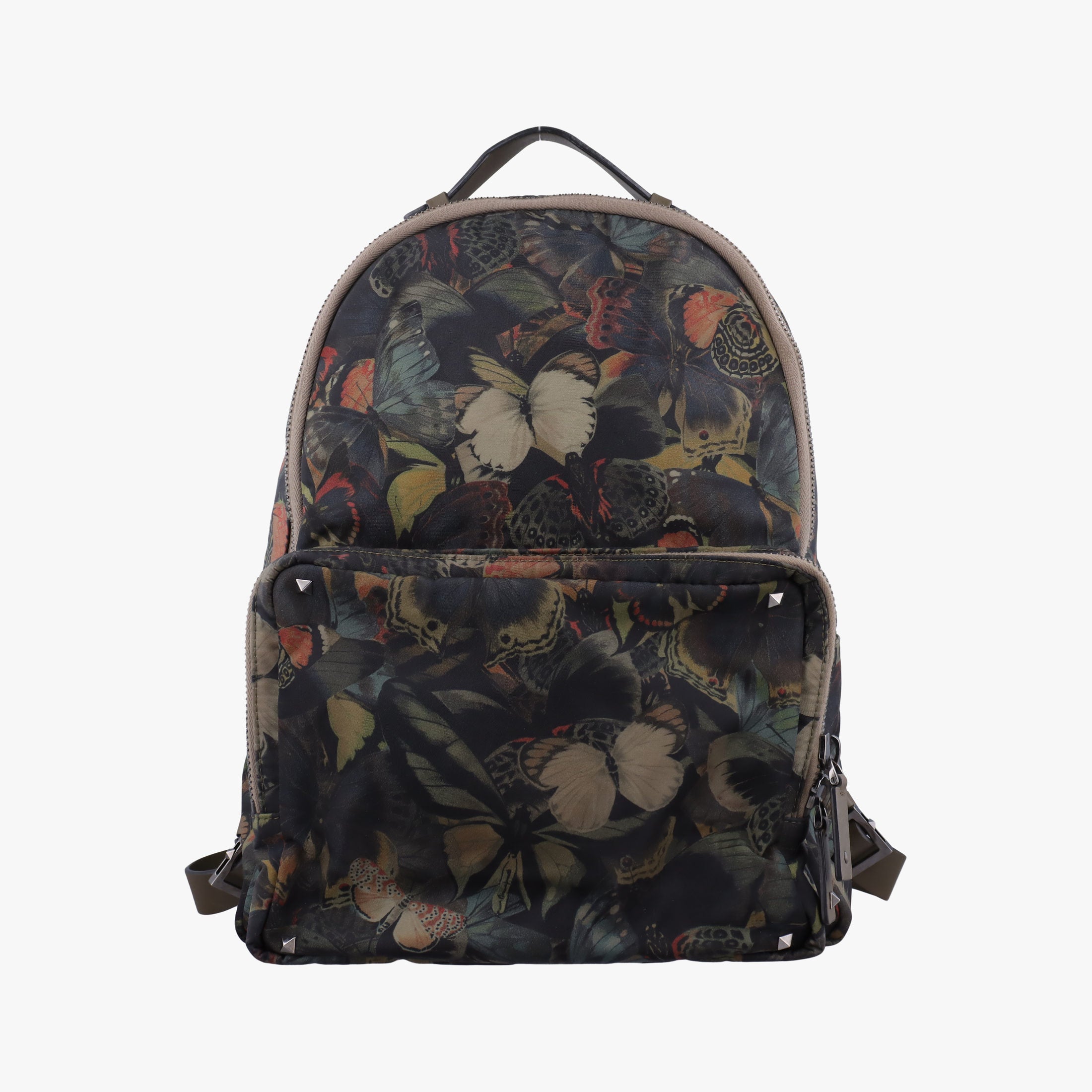 Pre-owned Valentino Rockstud Brown x Multicolor nylonx Leather  backpack/rucksack | stylenewstar