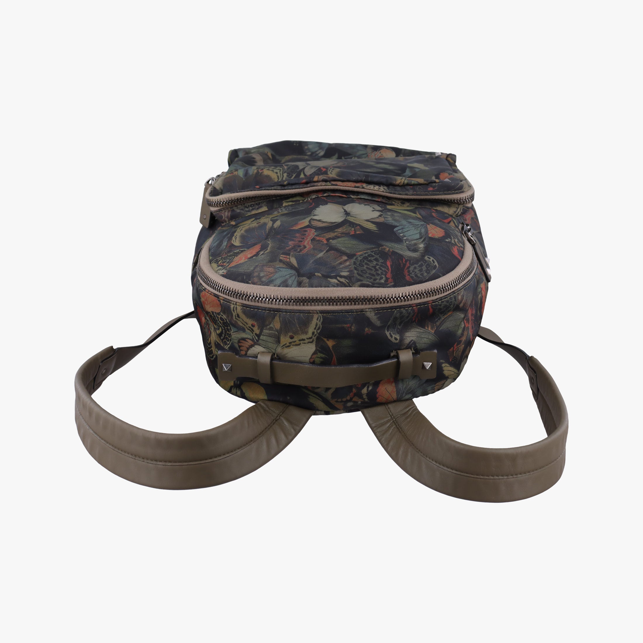 Pre-owned Valentino Rockstud Brown x Multicolor nylonx Leather  backpack/rucksack | stylenewstar