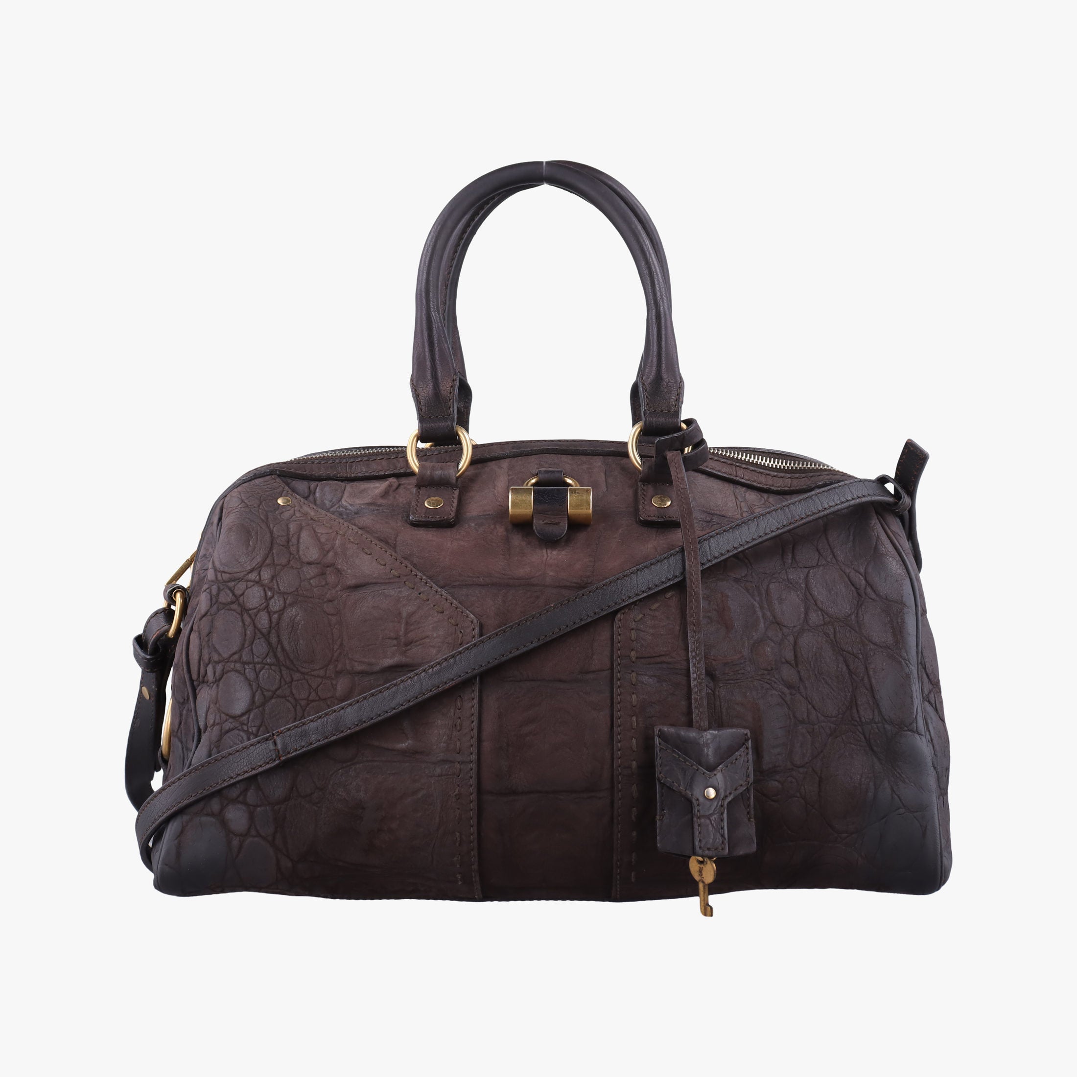 Pre-owned Yves Saint Laurent Muse Brown Embossed Leather 297966 shoulderbag | stylenewstar