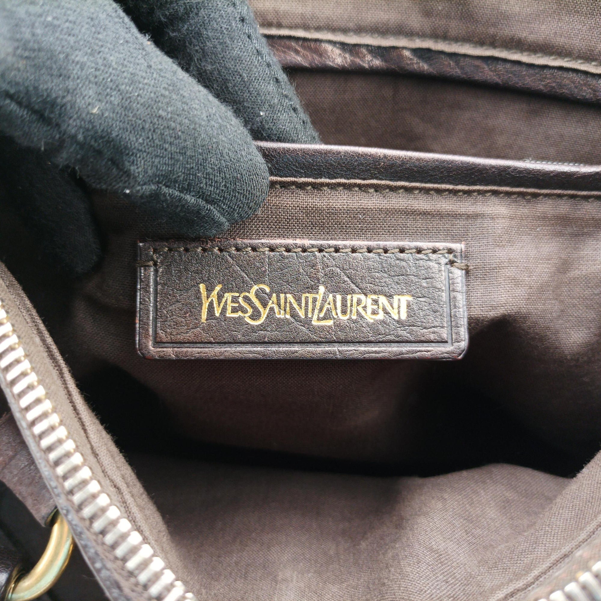 Pre-owned Yves Saint Laurent Muse Brown Embossed Leather 297966 shoulderbag | stylenewstar