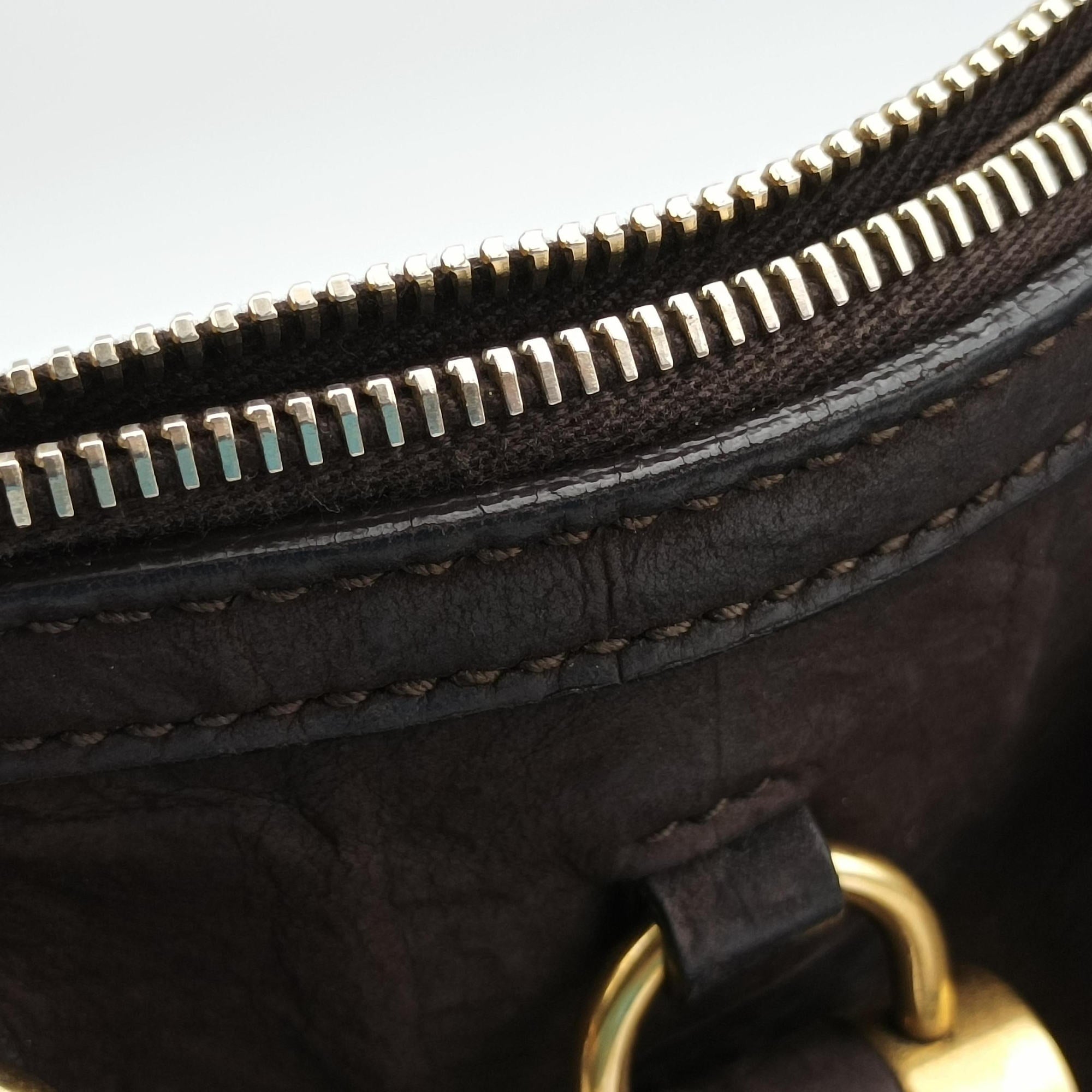 Pre-owned Yves Saint Laurent Muse Brown Embossed Leather 297966 shoulderbag | stylenewstar