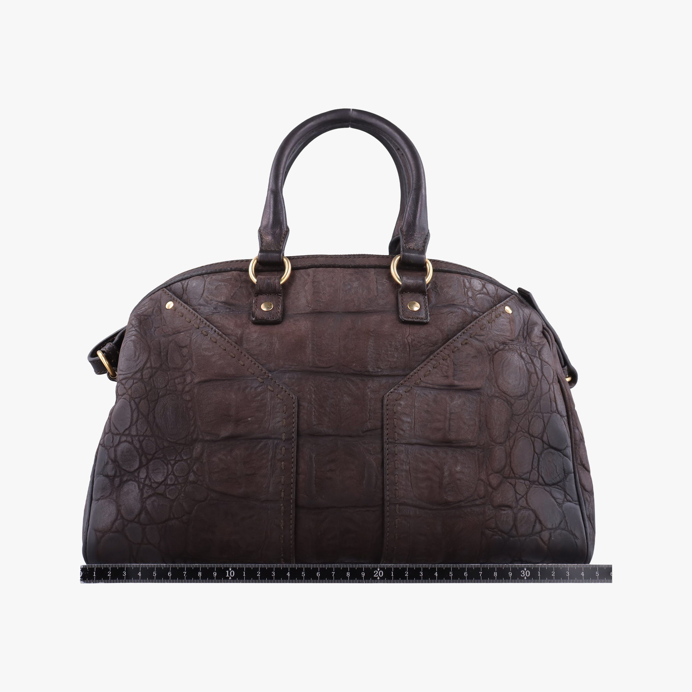 Pre-owned Yves Saint Laurent Muse Brown Embossed Leather 297966 shoulderbag | stylenewstar