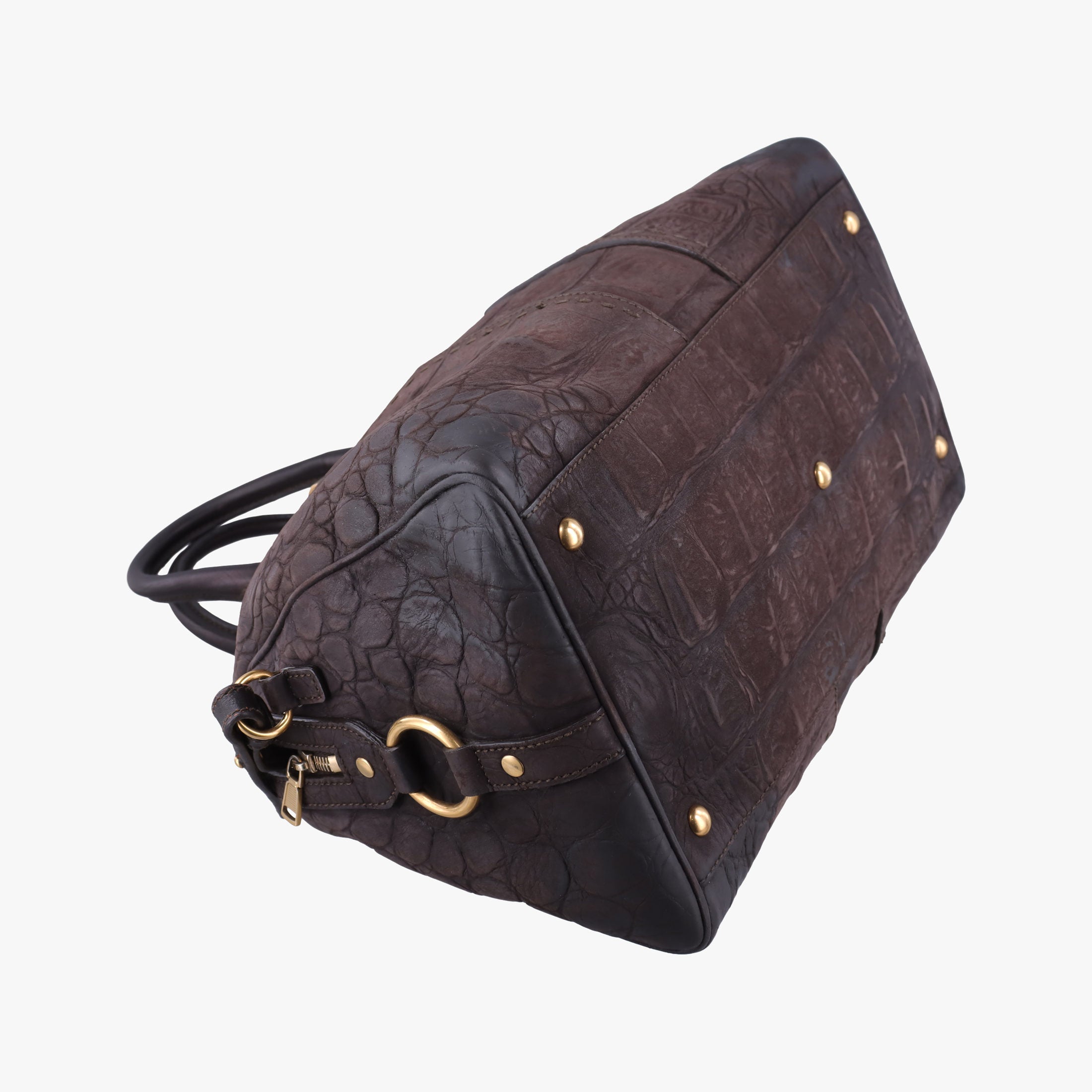 Pre-owned Yves Saint Laurent Muse Brown Embossed Leather 297966 shoulderbag | stylenewstar