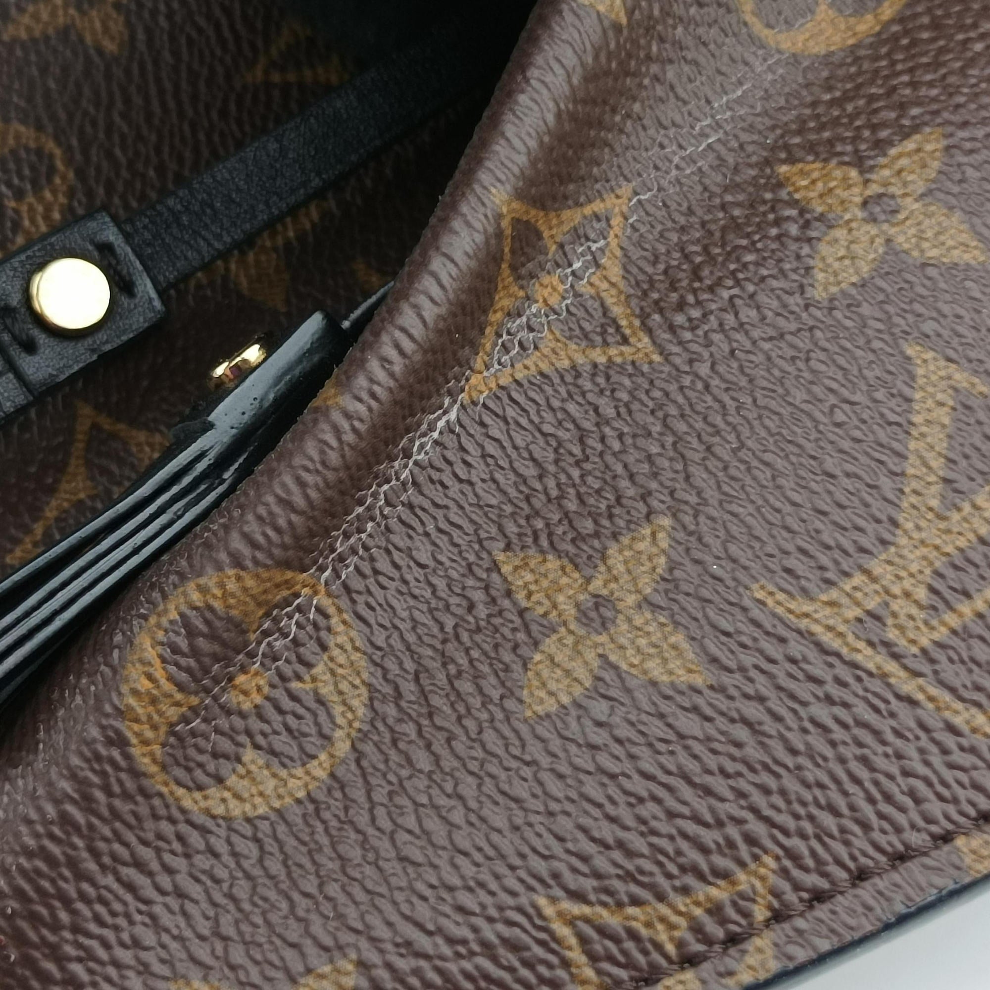 Pre-owned Louis Vuitton Fringed Noe Monogram × Black Fringe Monogram Canvas × Calf Leather M43132 shoulderbag | stylenewstar