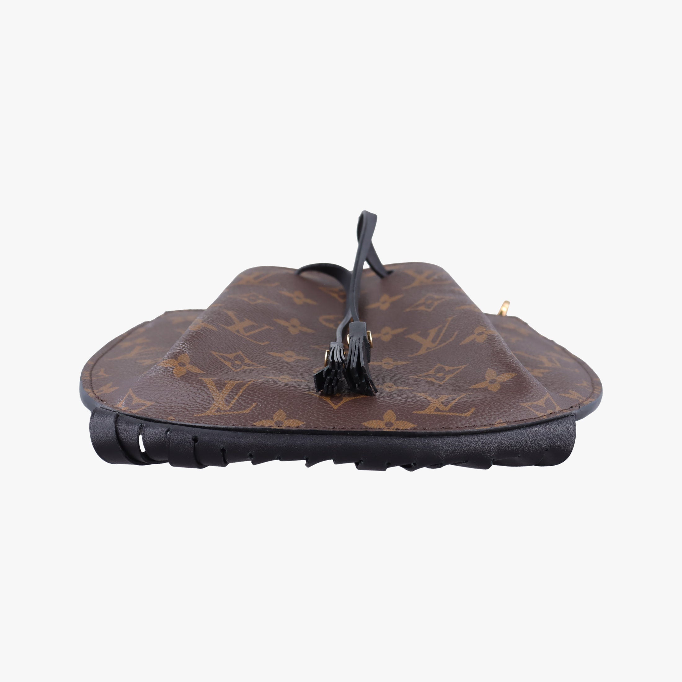 Pre-owned Louis Vuitton Fringed Noe Monogram × Black Fringe Monogram Canvas × Calf Leather M43132 shoulderbag | stylenewstar
