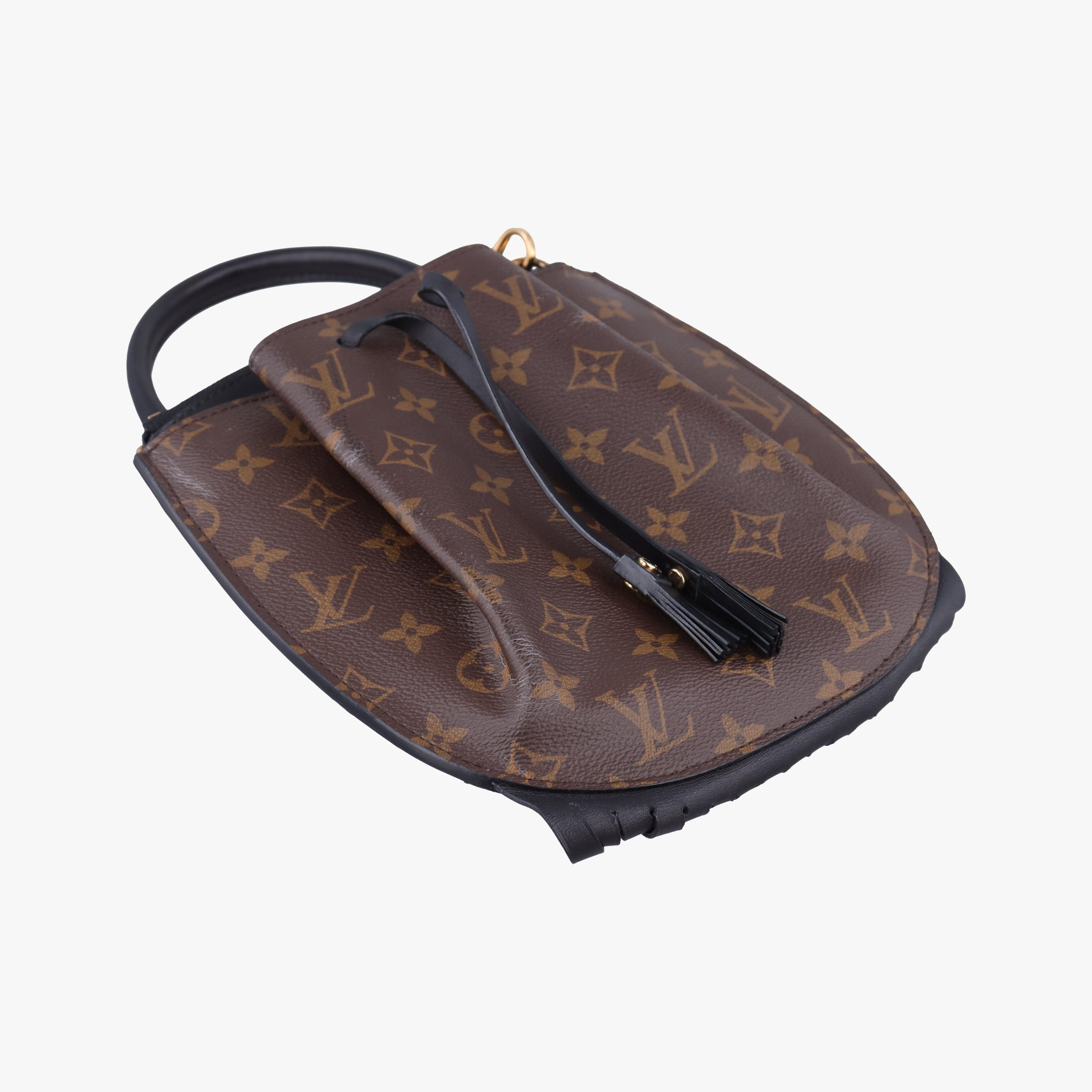 Pre-owned Louis Vuitton Fringed Noe Monogram × Black Fringe Monogram Canvas × Calf Leather M43132 shoulderbag | stylenewstar