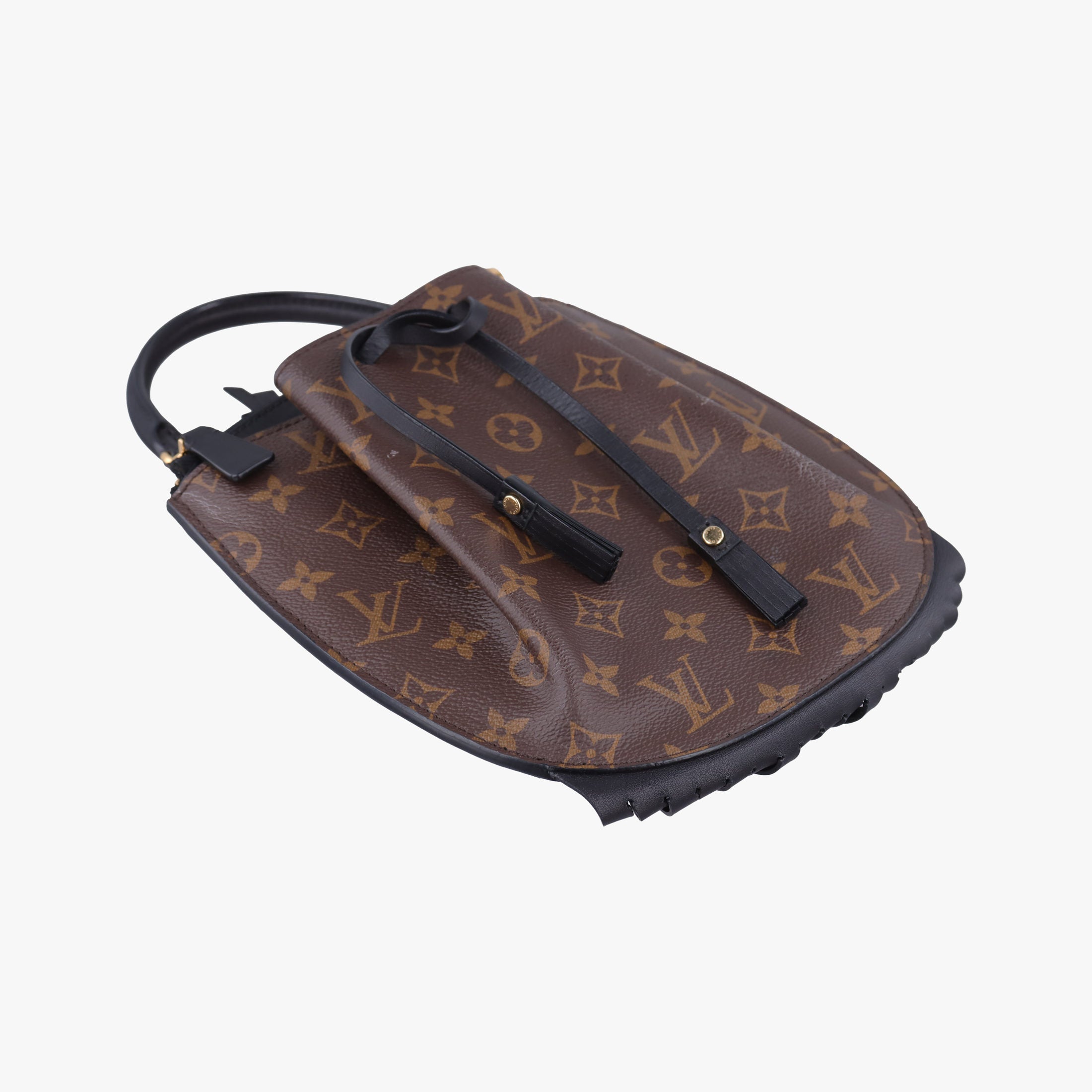 Pre-owned Louis Vuitton Fringed Noe Monogram × Black Fringe Monogram Canvas × Calf Leather M43132 shoulderbag | stylenewstar