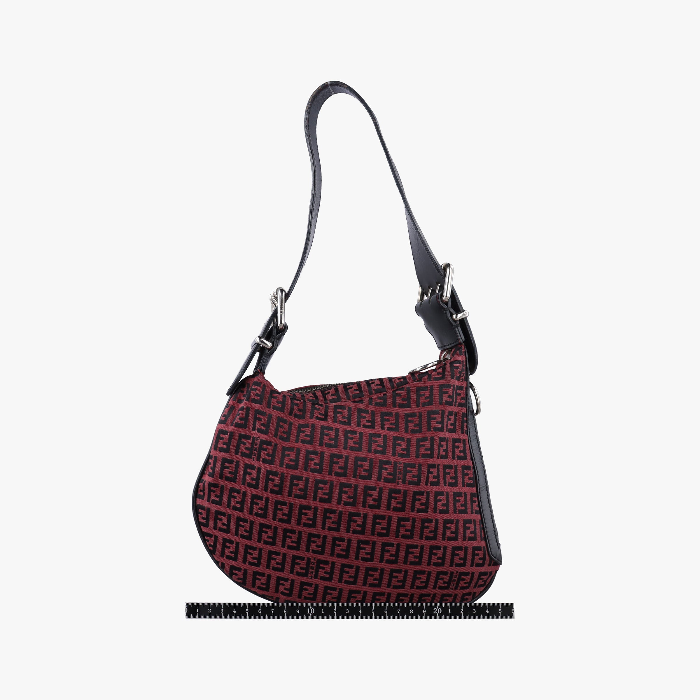 Pre-owned Fendi Oyster Zucchino Bordeaux × Black Jacquard Canvas × Leather 831660 shoulderbag | stylenewstar