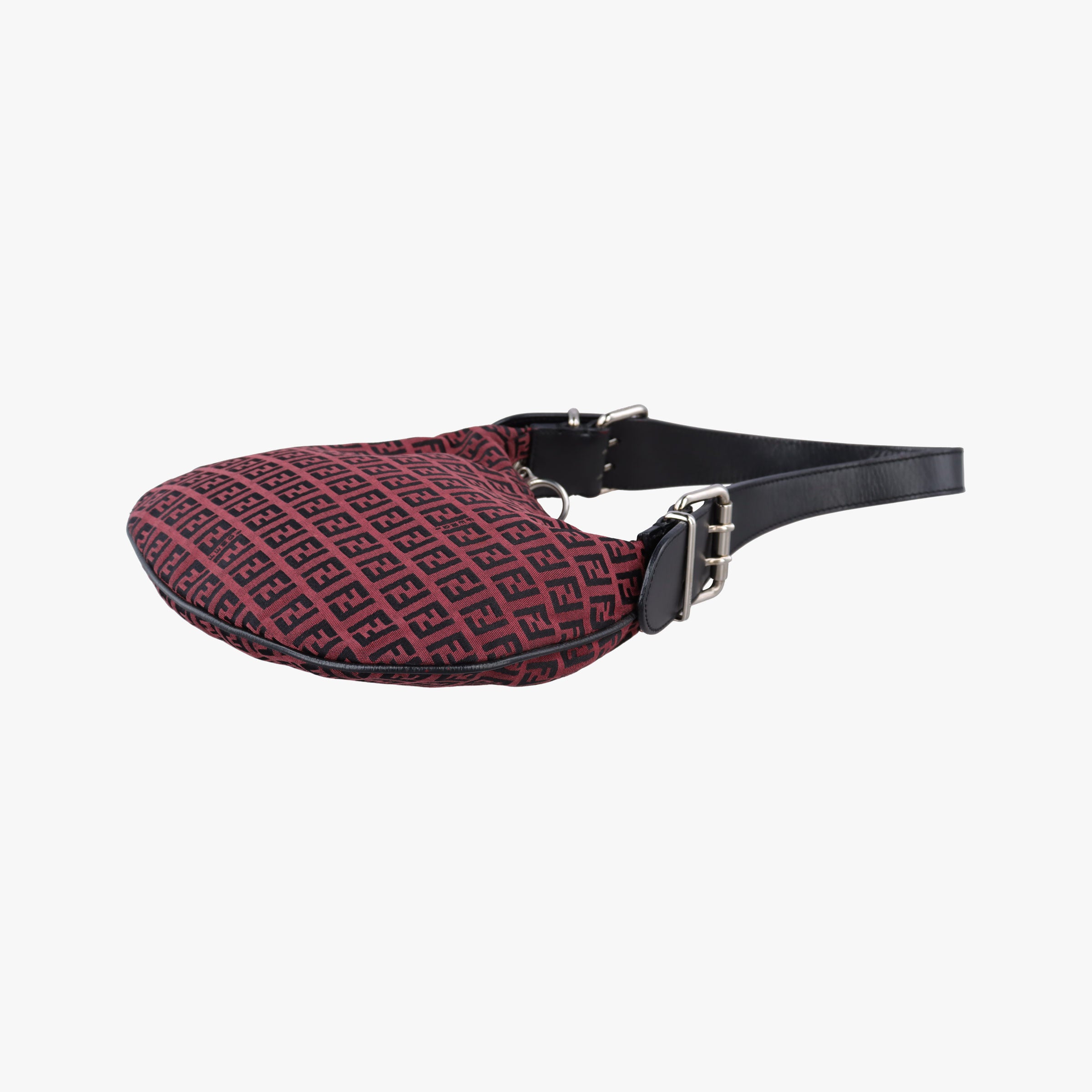Pre-owned Fendi Oyster Zucchino Bordeaux × Black Jacquard Canvas × Leather 831660 shoulderbag | stylenewstar