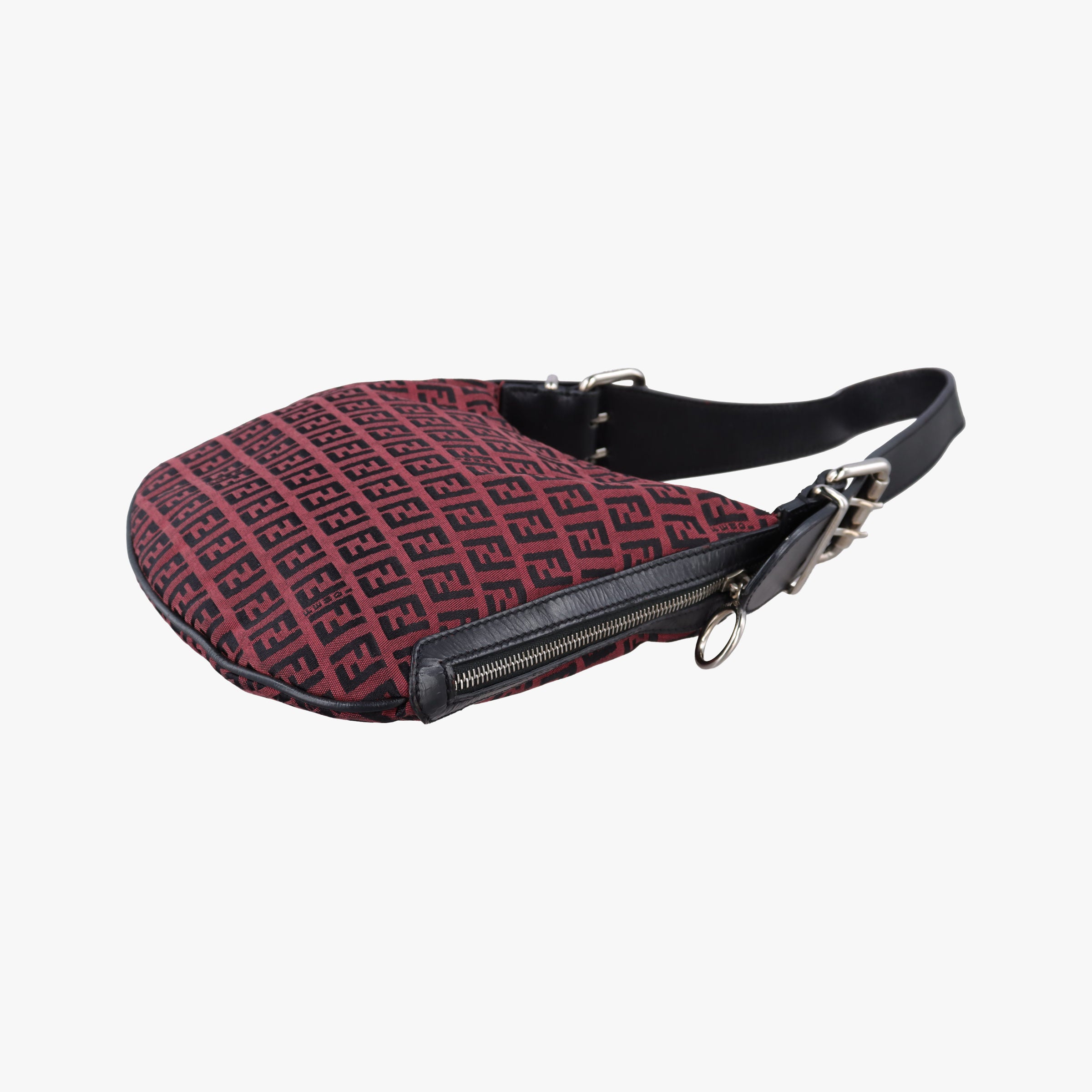 Pre-owned Fendi Oyster Zucchino Bordeaux × Black Jacquard Canvas × Leather 831660 shoulderbag | stylenewstar
