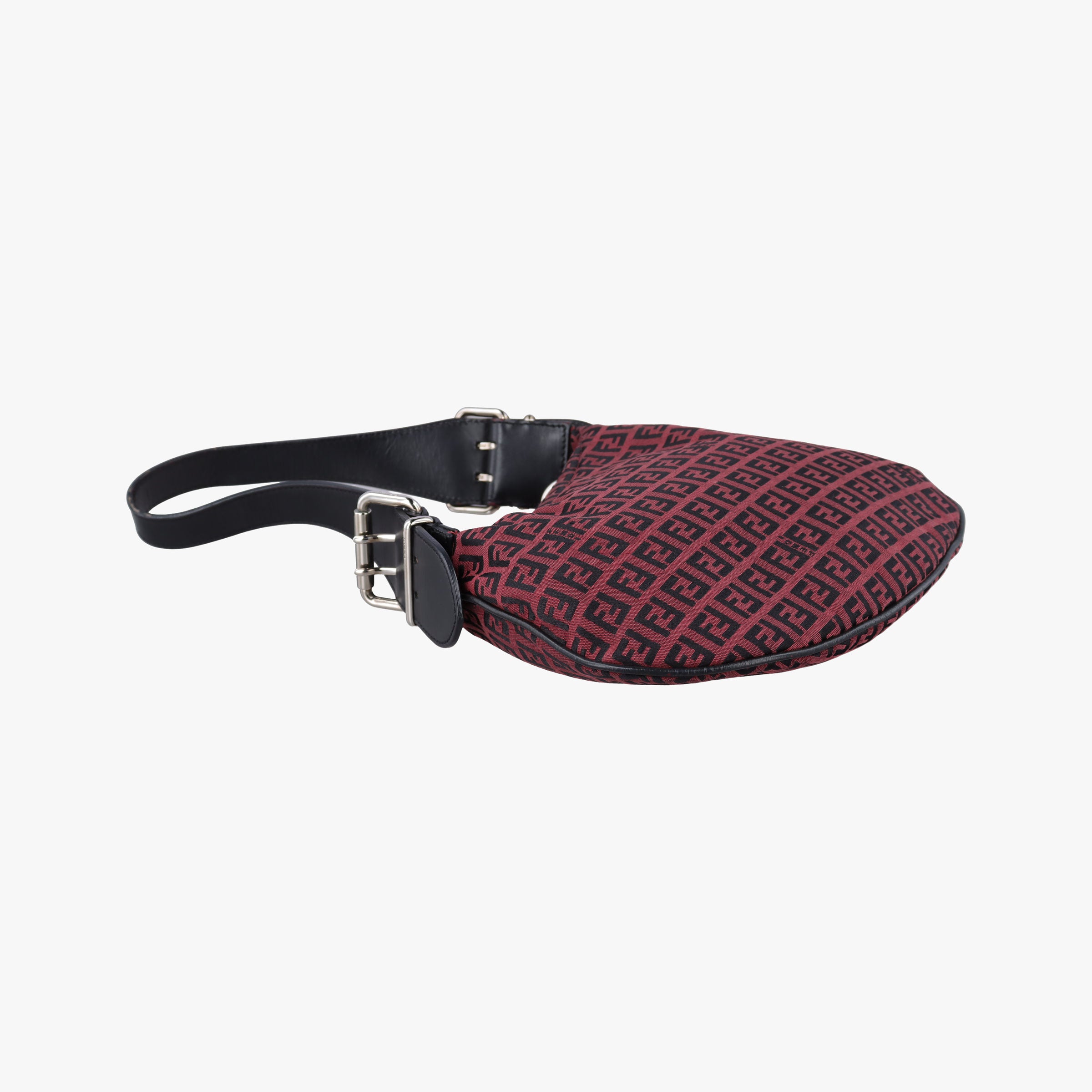 Pre-owned Fendi Oyster Zucchino Bordeaux × Black Jacquard Canvas × Leather 831660 shoulderbag | stylenewstar