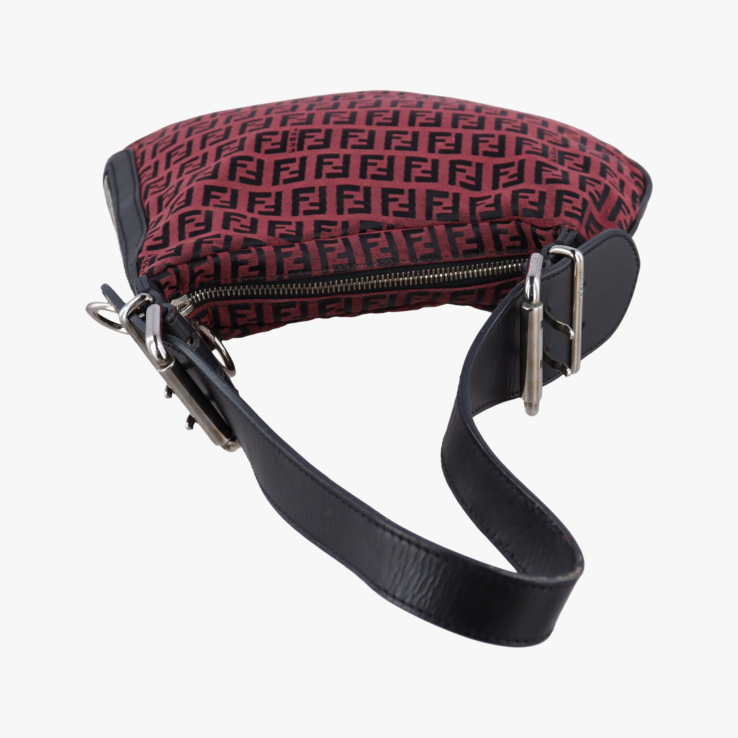 Pre-owned Fendi Oyster Zucchino Bordeaux × Black Jacquard Canvas × Leather 831660 shoulderbag | stylenewstar