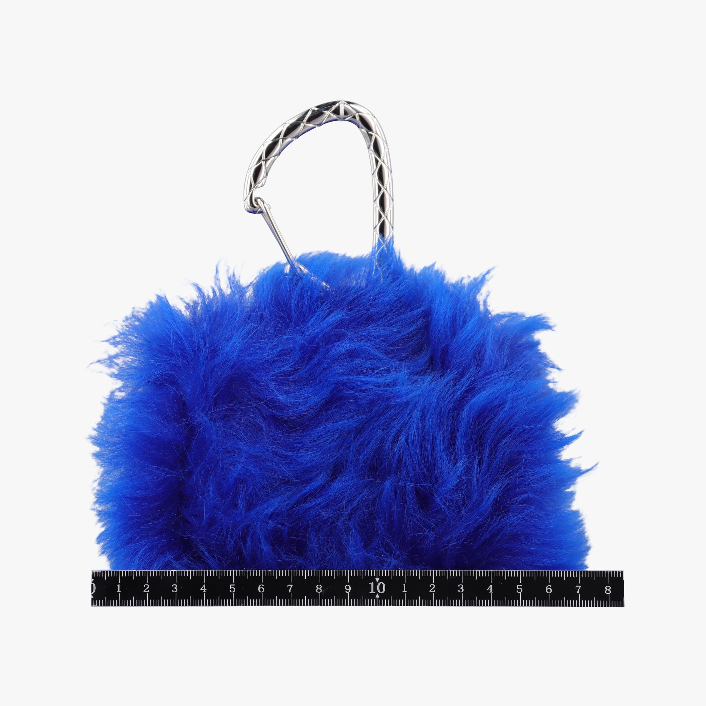 Vintage Chanel Shearling CC Hook Card Holder Blue wool AP2397 handbag | stylenewstar