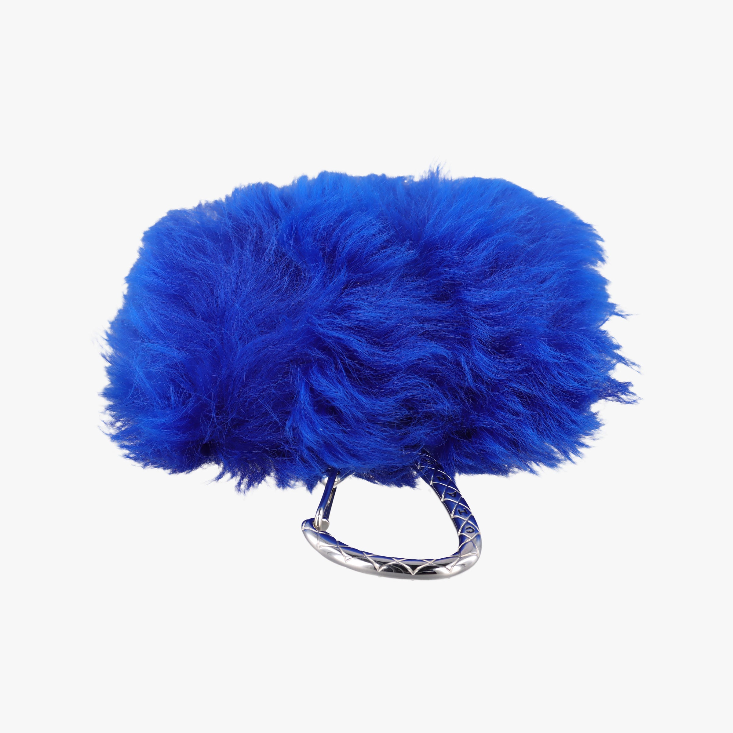 Vintage Chanel Shearling CC Hook Card Holder Blue wool AP2397 handbag | stylenewstar