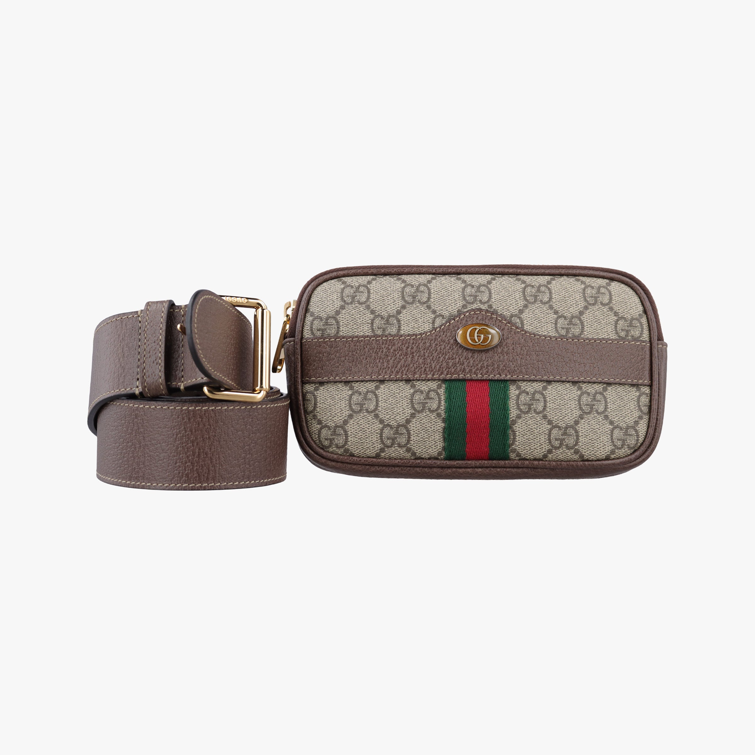 Pre-owned Gucci Ophidia Brown×green×red PVC coated canvas 519308 bum bag/waist bag | stylenewstar