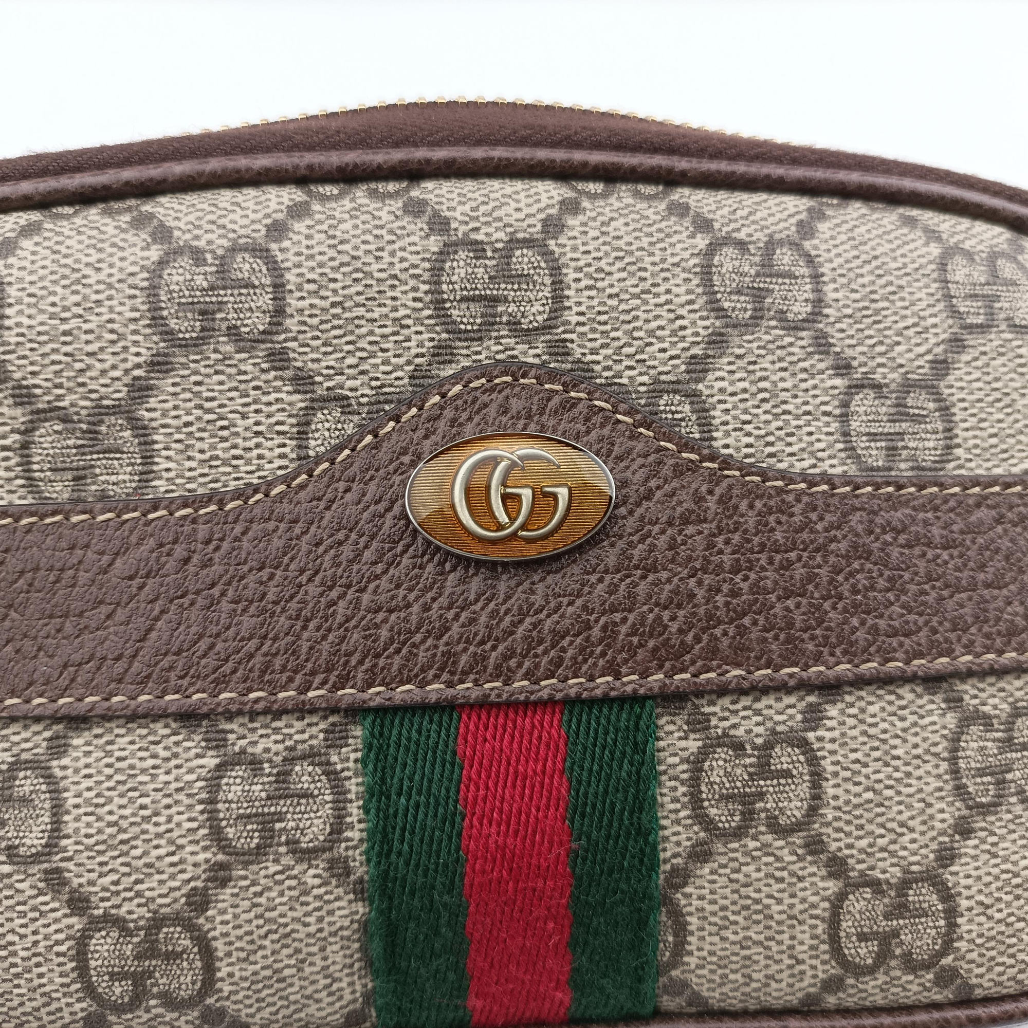 Pre-owned Gucci Ophidia Brown×green×red PVC coated canvas 519308 bum bag/waist bag | stylenewstar