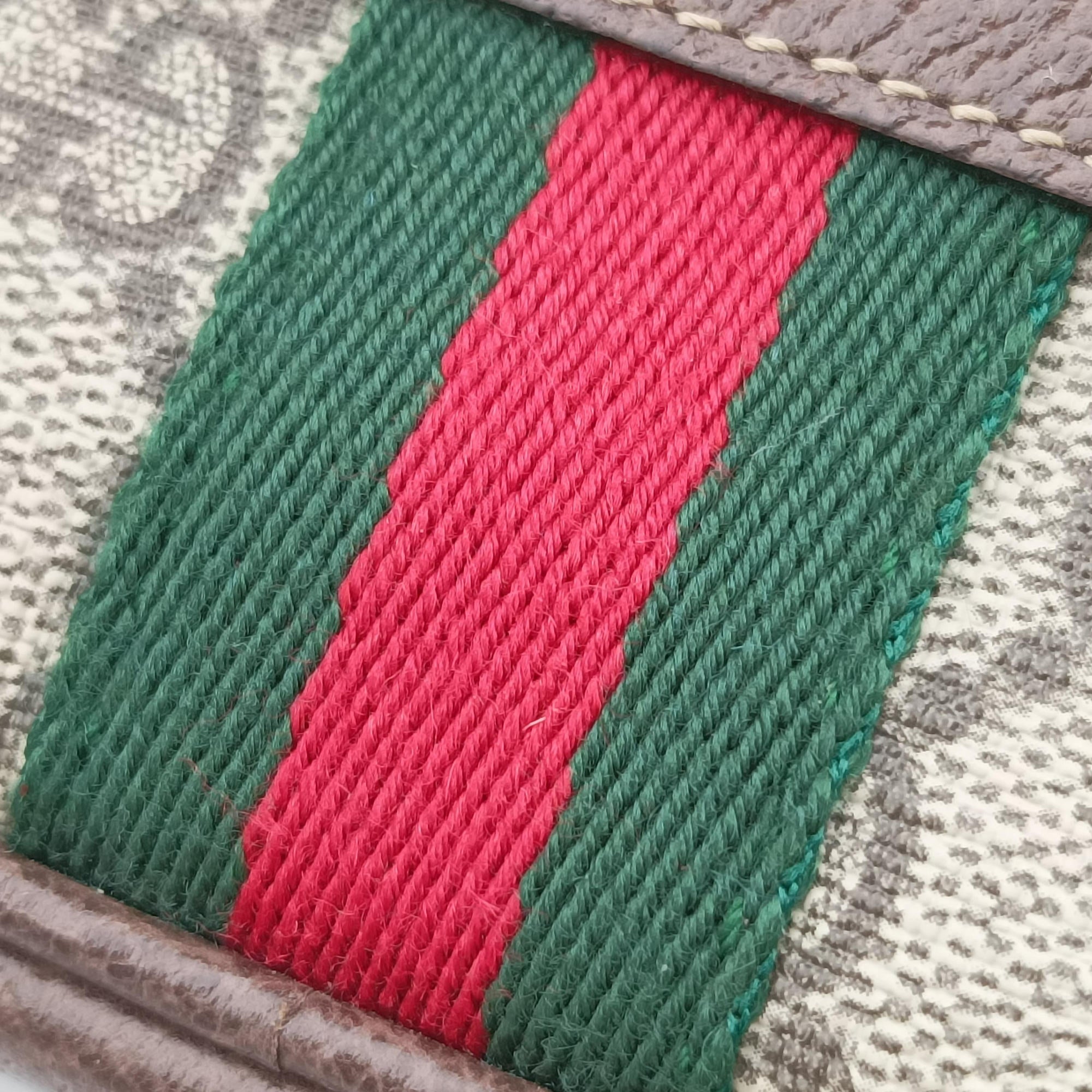 Pre-owned Gucci Ophidia Brown×green×red PVC coated canvas 519308 bum bag/waist bag | stylenewstar