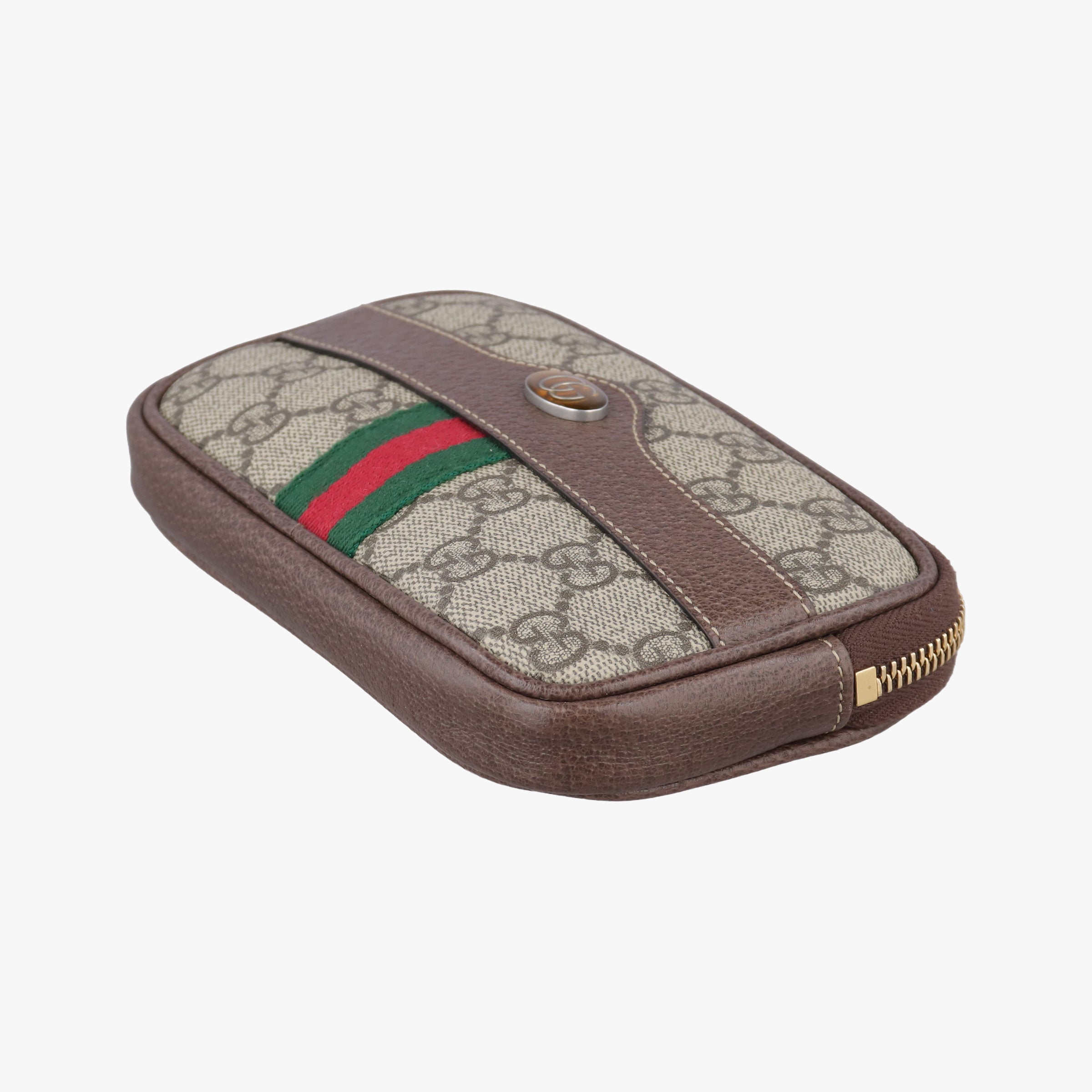 Pre-owned Gucci Ophidia Brown×green×red PVC coated canvas 519308 bum bag/waist bag | stylenewstar