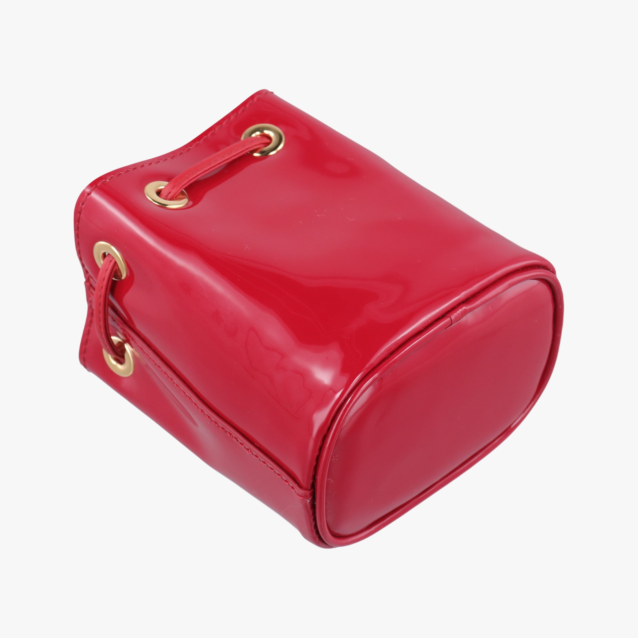Pre-owned Prada Mini Drawstring Red Enamel 1NR016 shoulderbag | stylenewstar