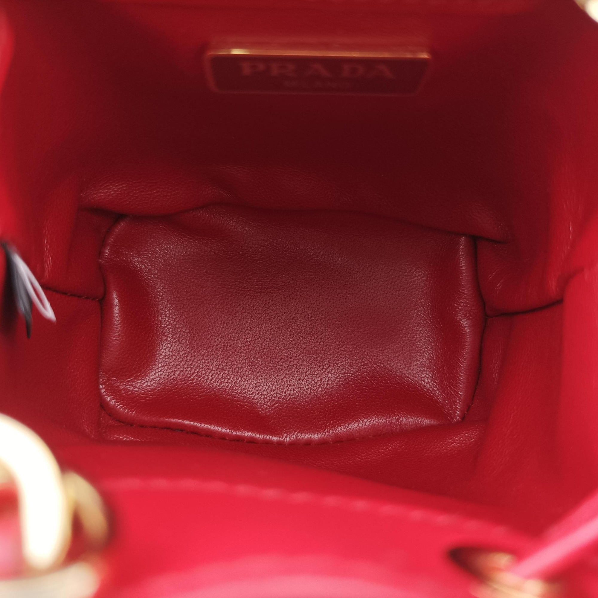 Pre-owned Prada Mini Drawstring Red Enamel 1NR016 shoulderbag | stylenewstar