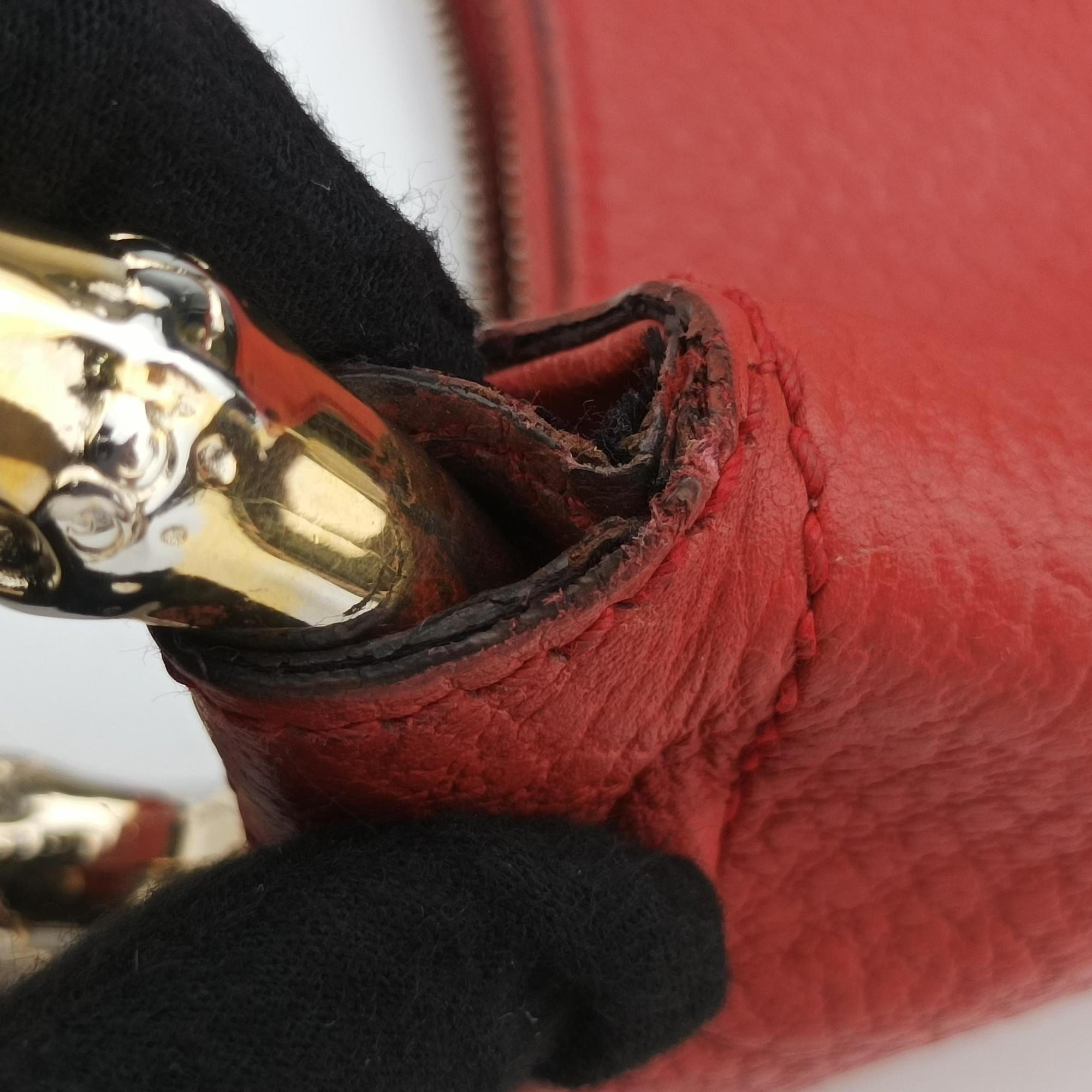 Vintage Gucci Bamboo Ring Hobo Red Leather 211519 handbag | stylenewstar