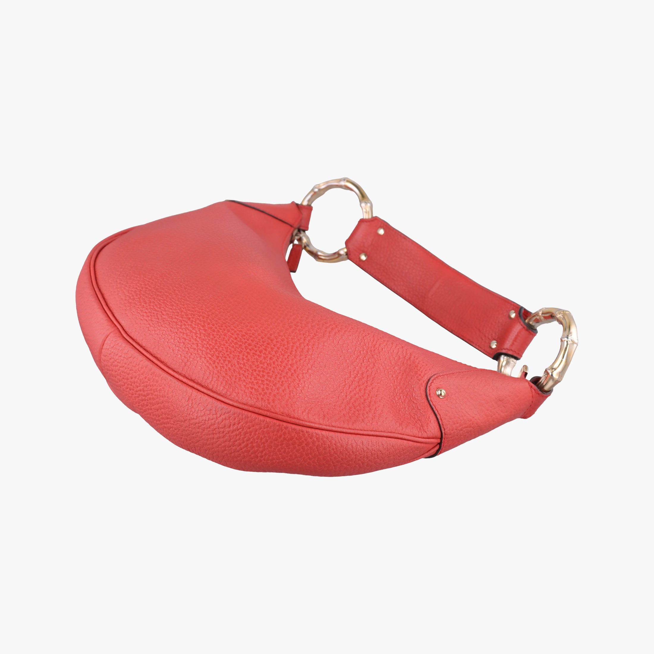 Vintage Gucci Bamboo Ring Hobo Red Leather 211519 handbag | stylenewstar