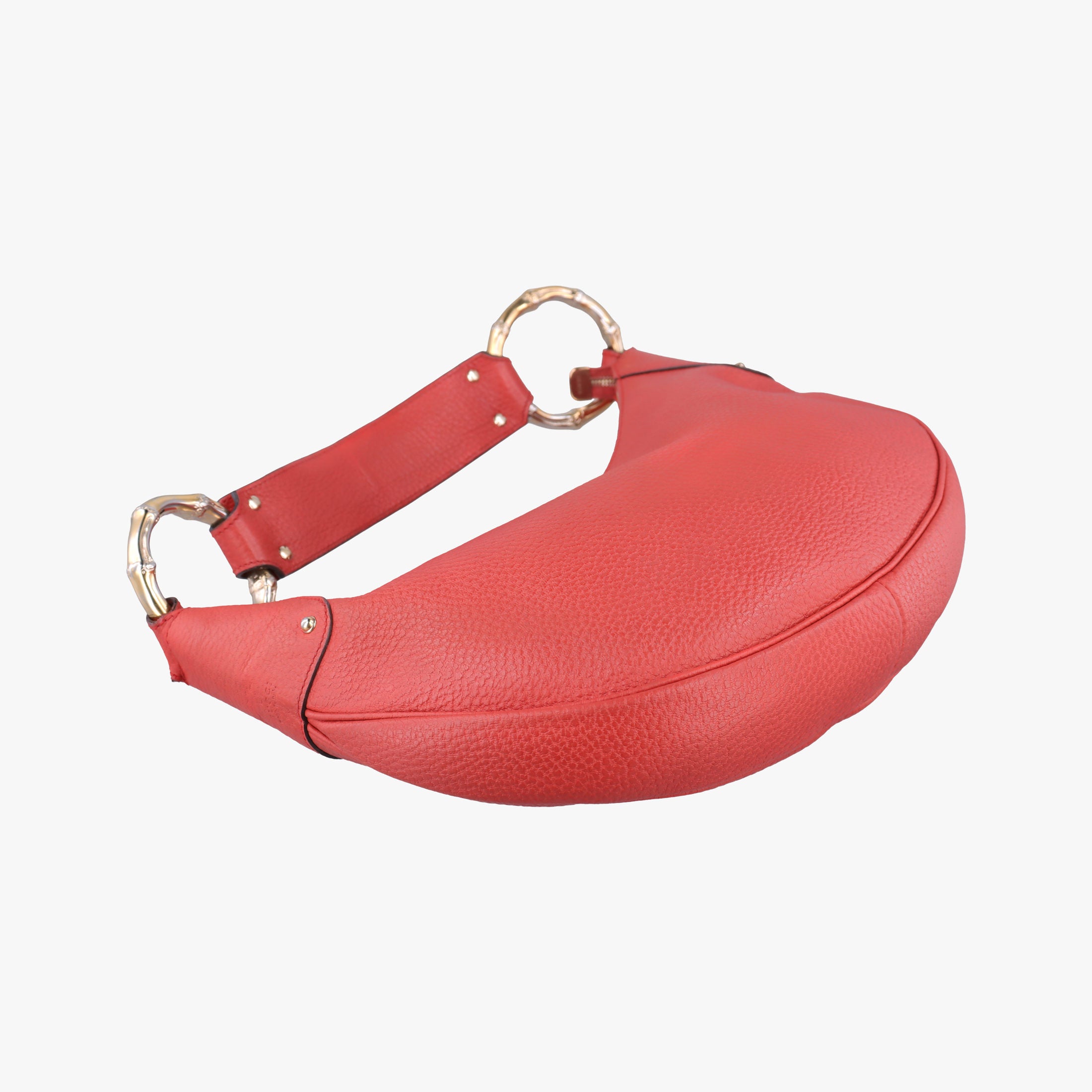 Vintage Gucci Bamboo Ring Hobo Red Leather 211519 handbag | stylenewstar