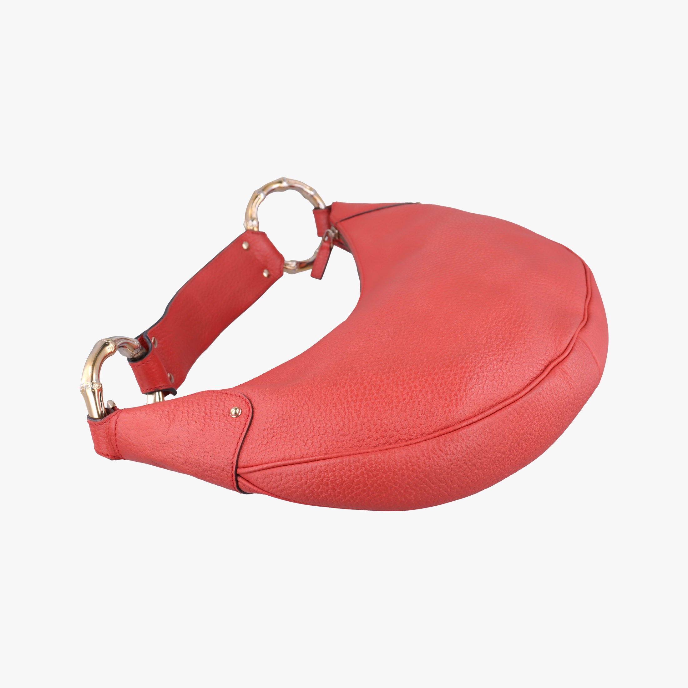 Vintage Gucci Bamboo Ring Hobo Red Leather 211519 handbag | stylenewstar