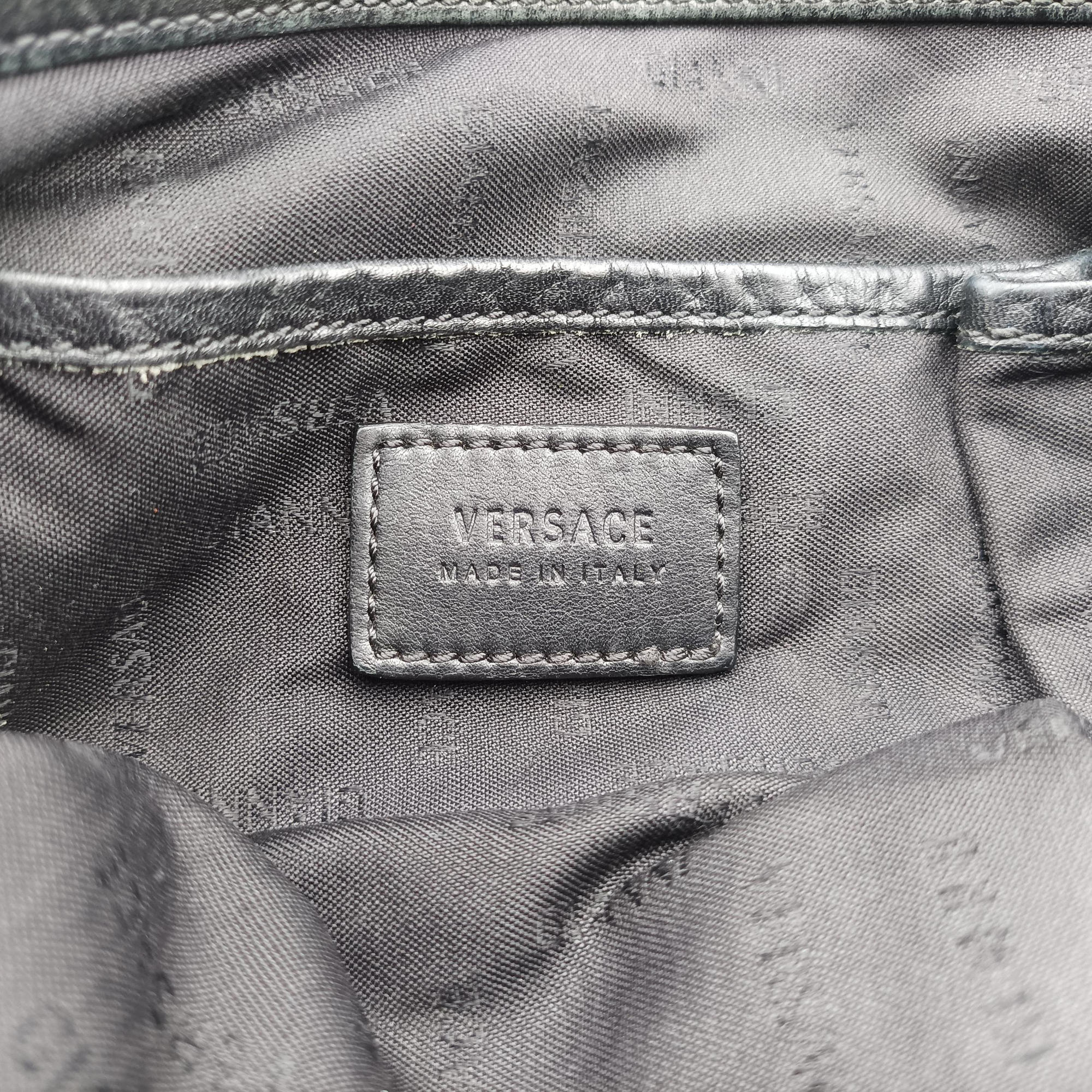 Secondhand VERSACE La Medusa Black Leather × Nylon  shoulderbag | stylenewstar