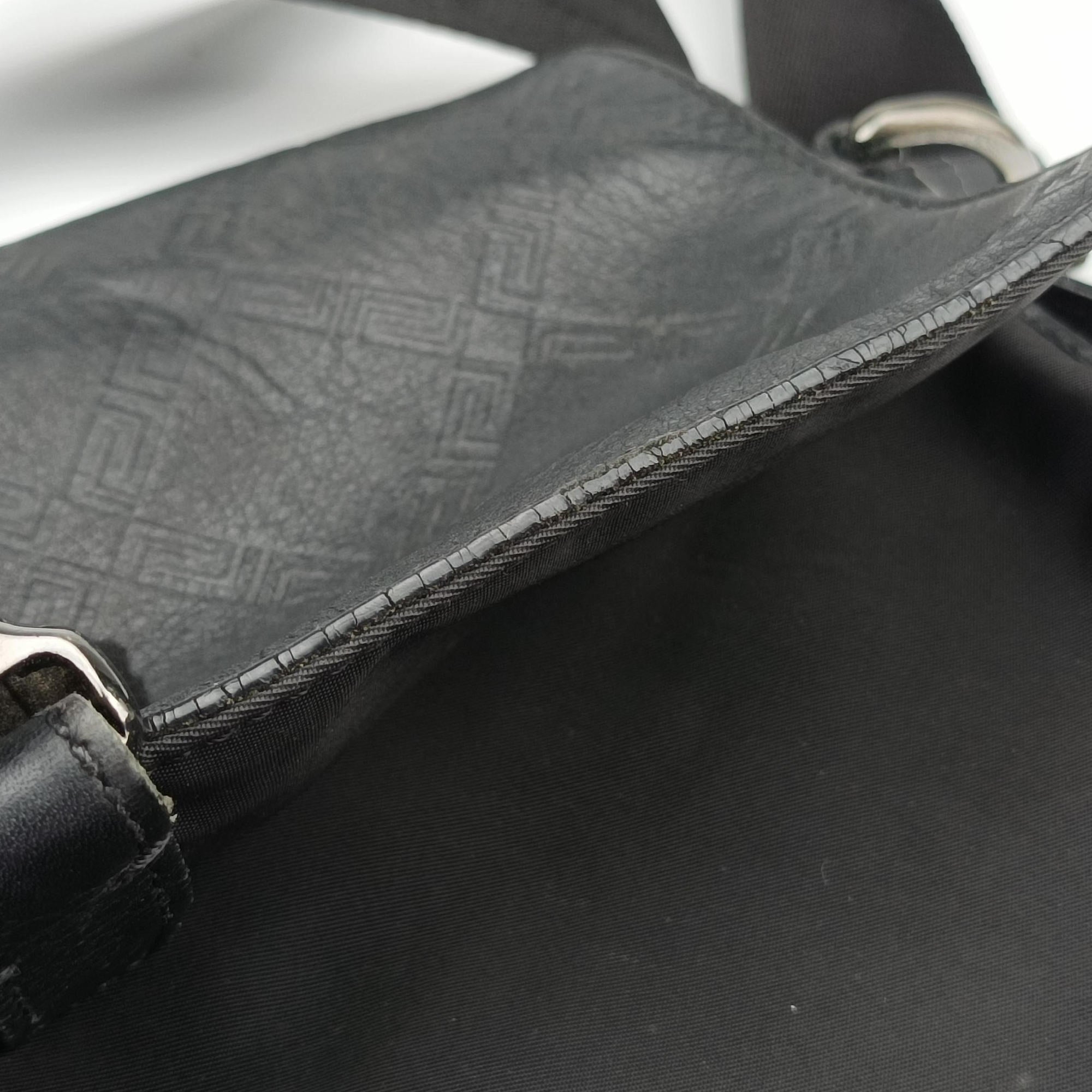 Secondhand VERSACE La Medusa Black Leather × Nylon  shoulderbag | stylenewstar